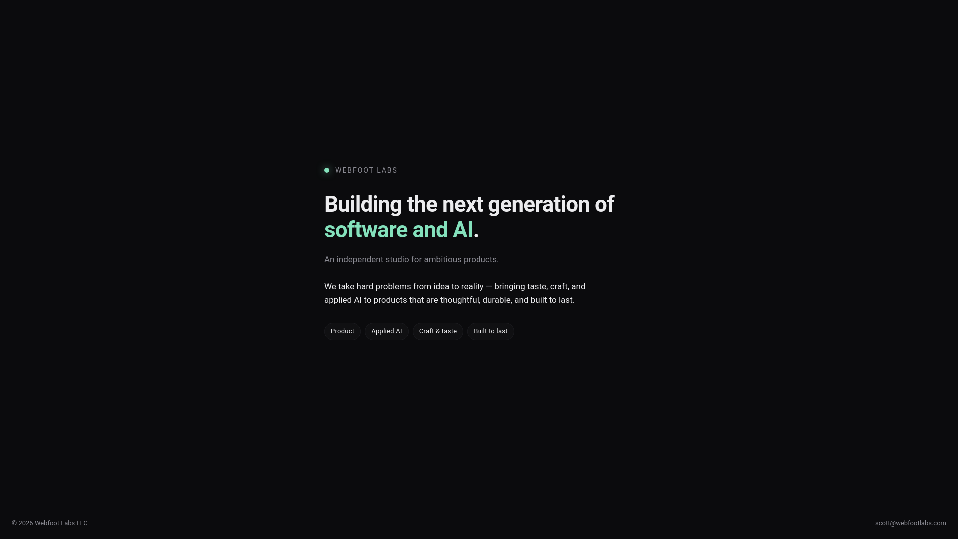 website screenshot of https://webfootlabs.pages.dev/