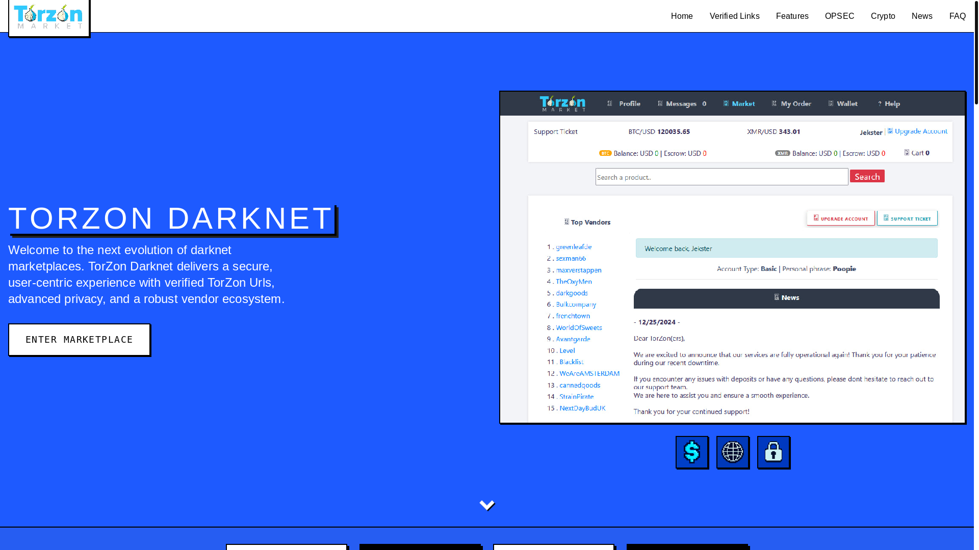 website screenshot of https://darknet-torzon.org/