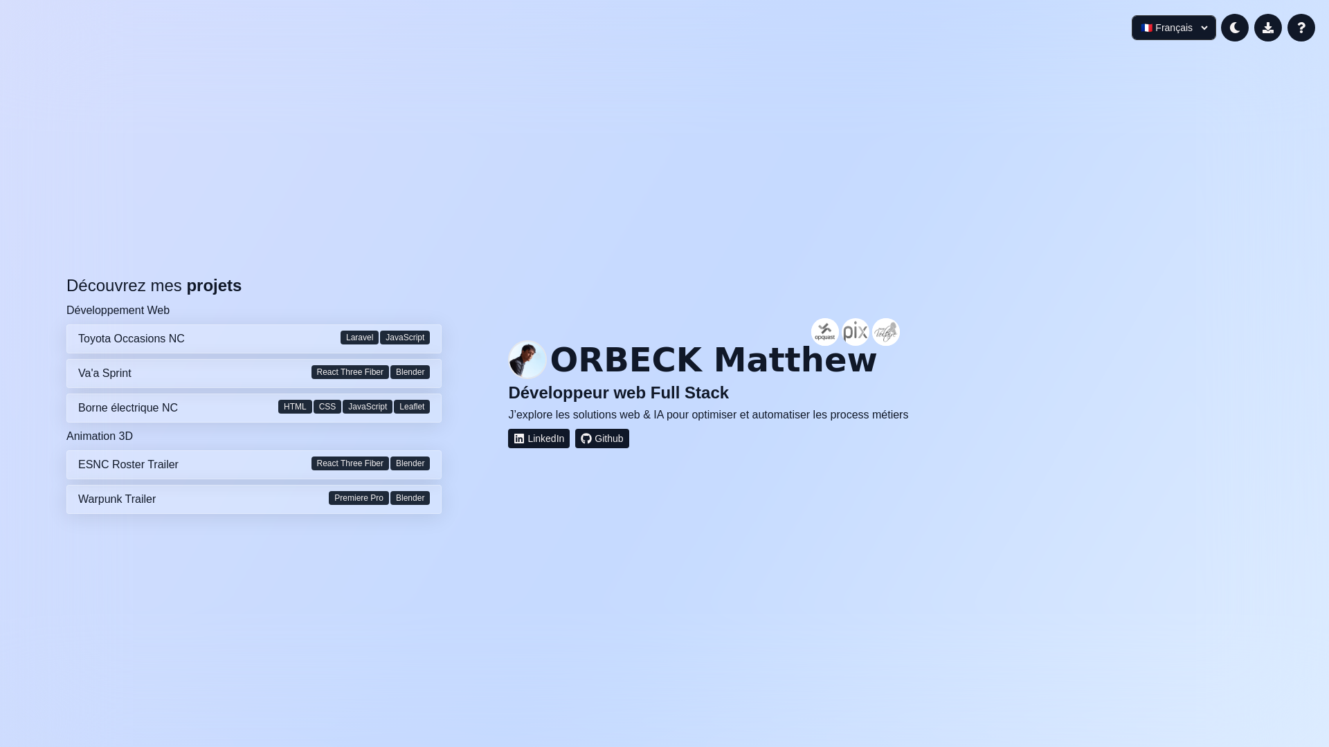 website screenshot of https://orbeckmatthew.nc