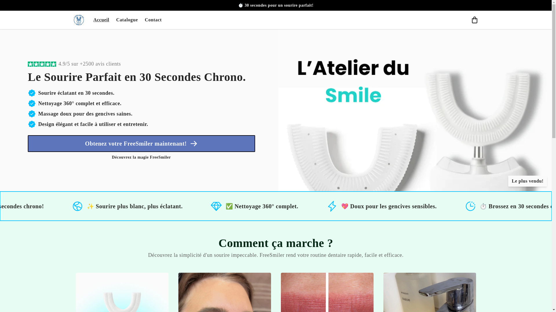 website screenshot of https://latelierdusmile.com/