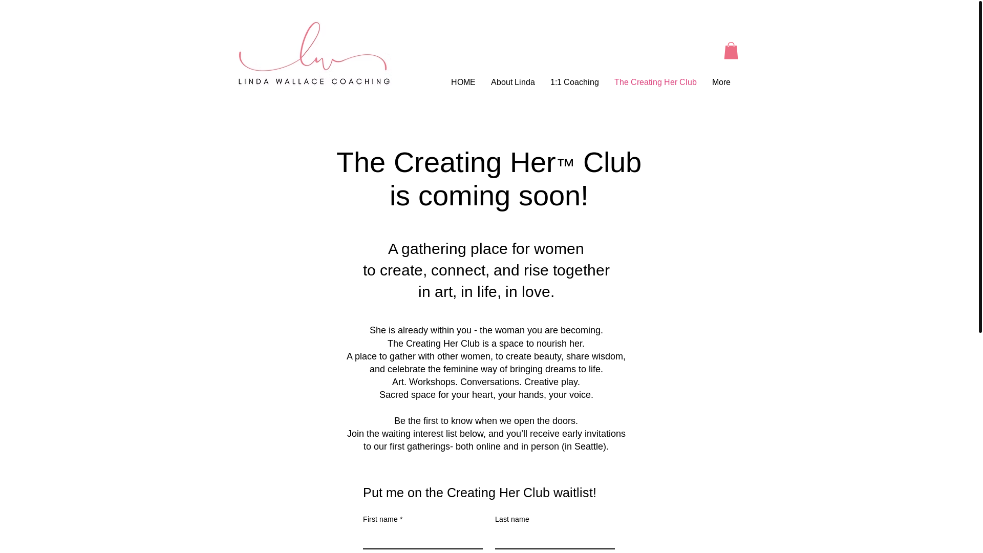 website screenshot of https://creatingher.life/