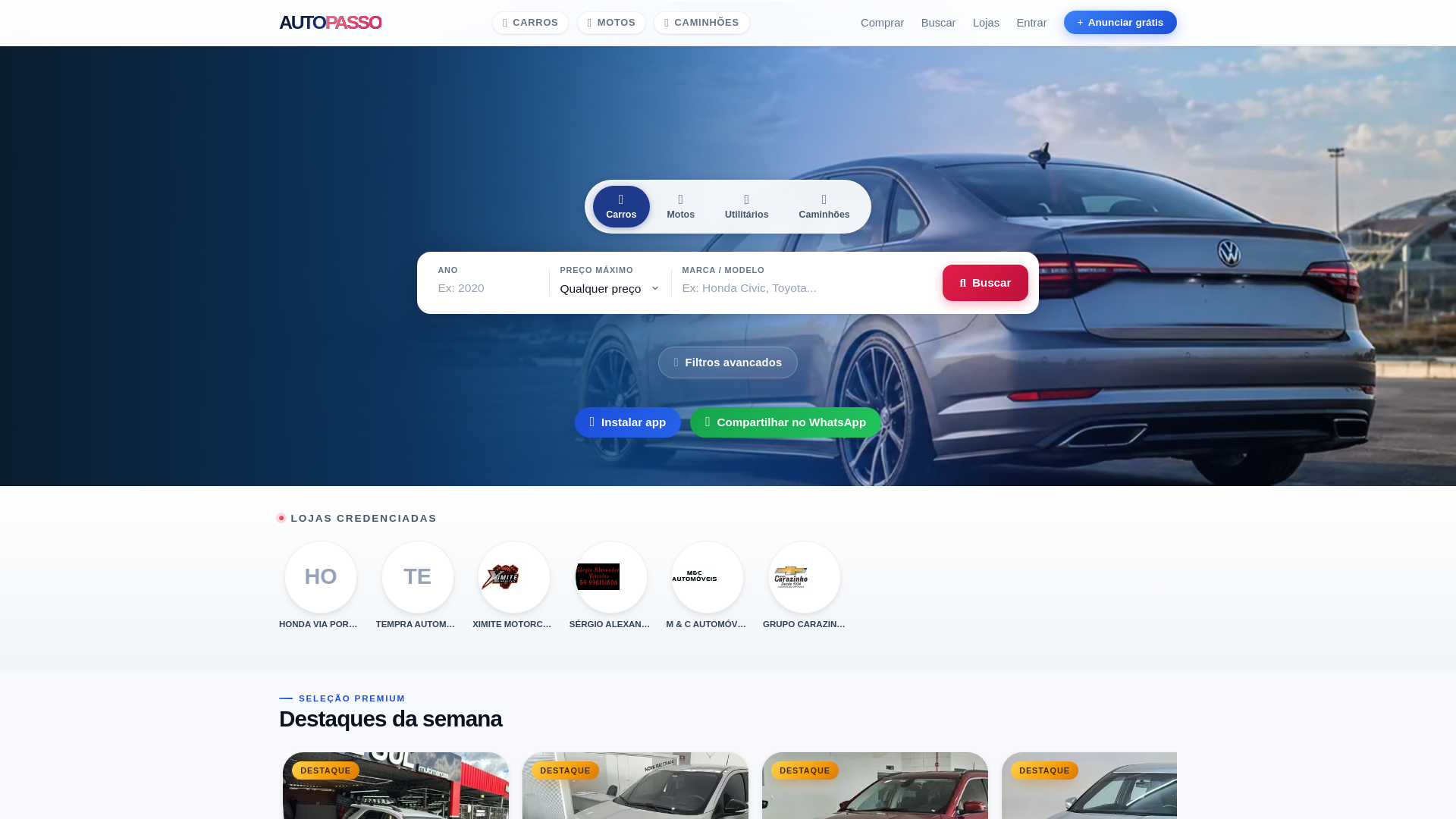 website screenshot of https://autopasso.com.br/