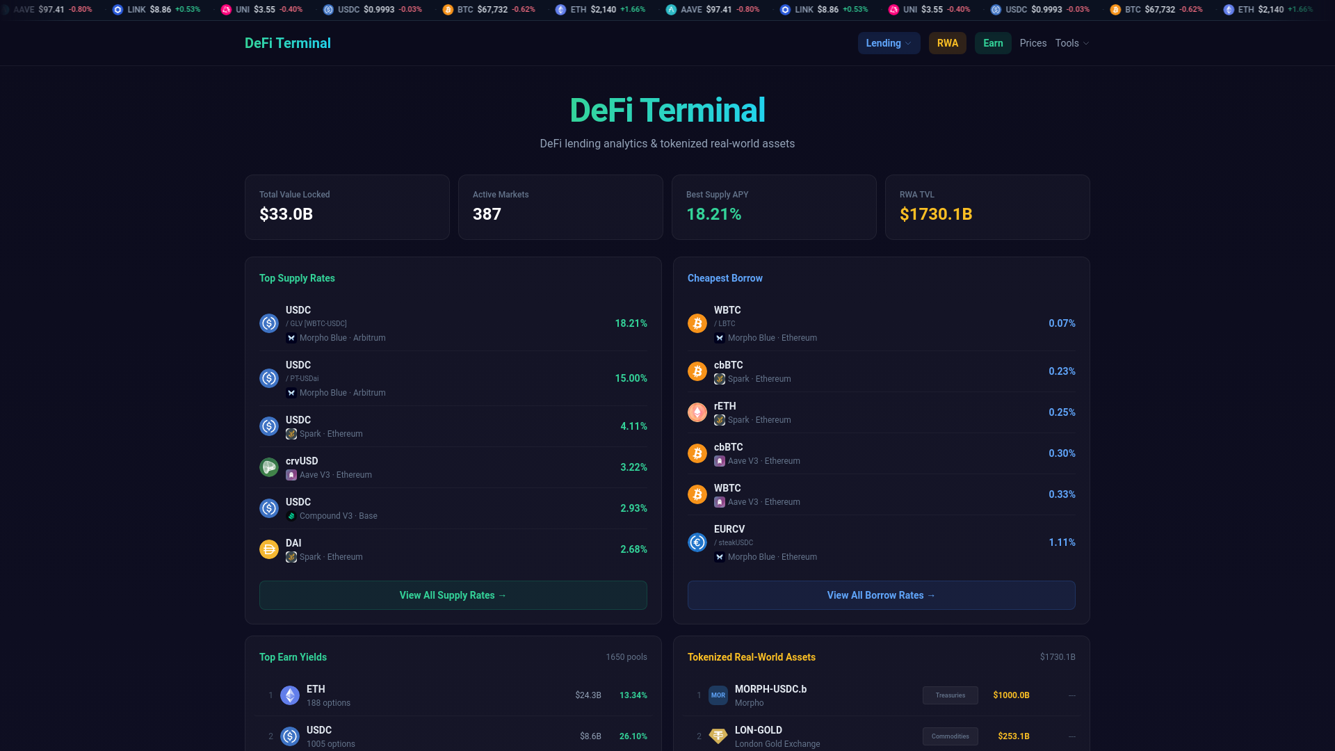 website screenshot of https://defi-terminal.com