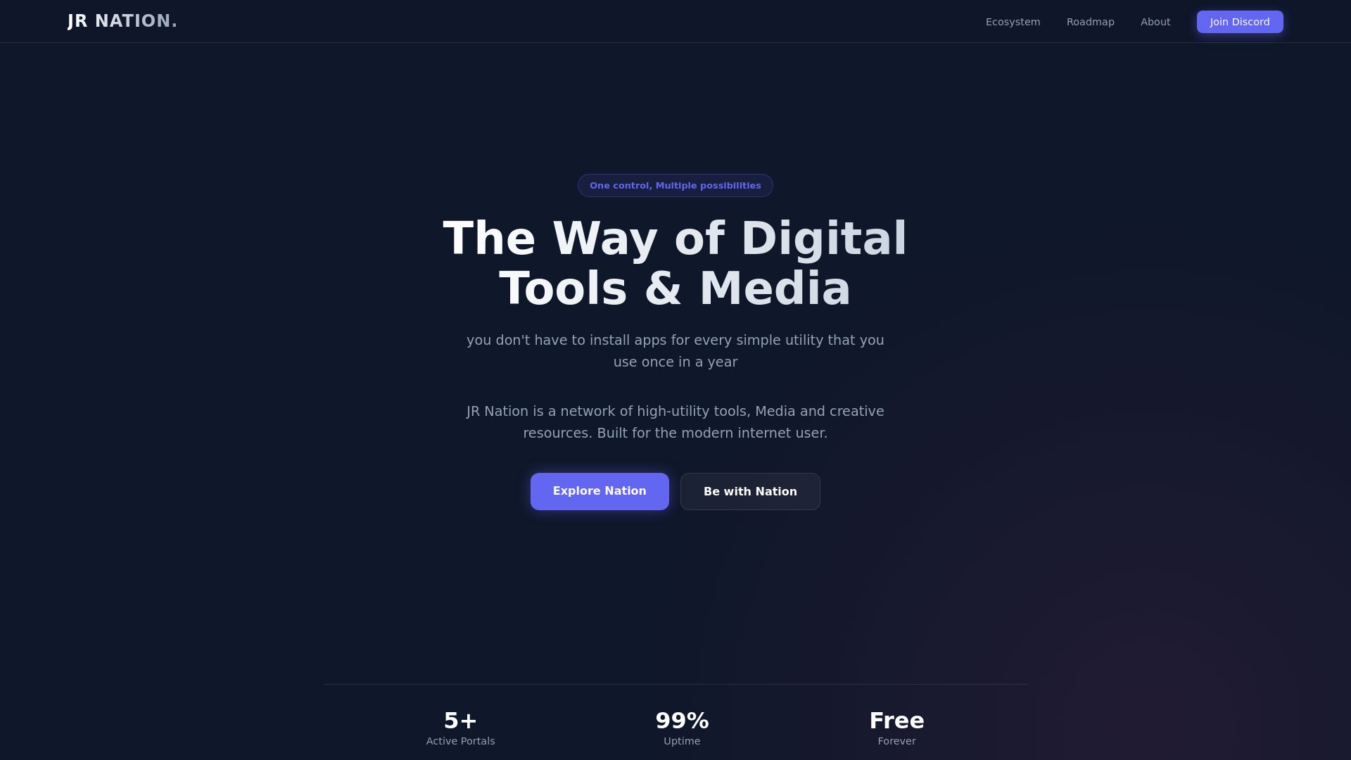 website screenshot of https://jrnation.cc/