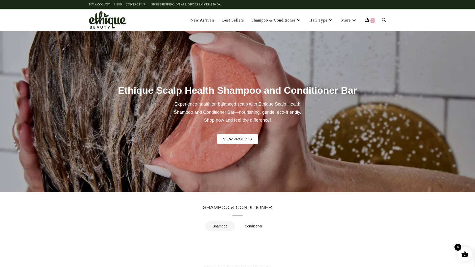 website screenshot of https://ethiqueshampoobar.com/