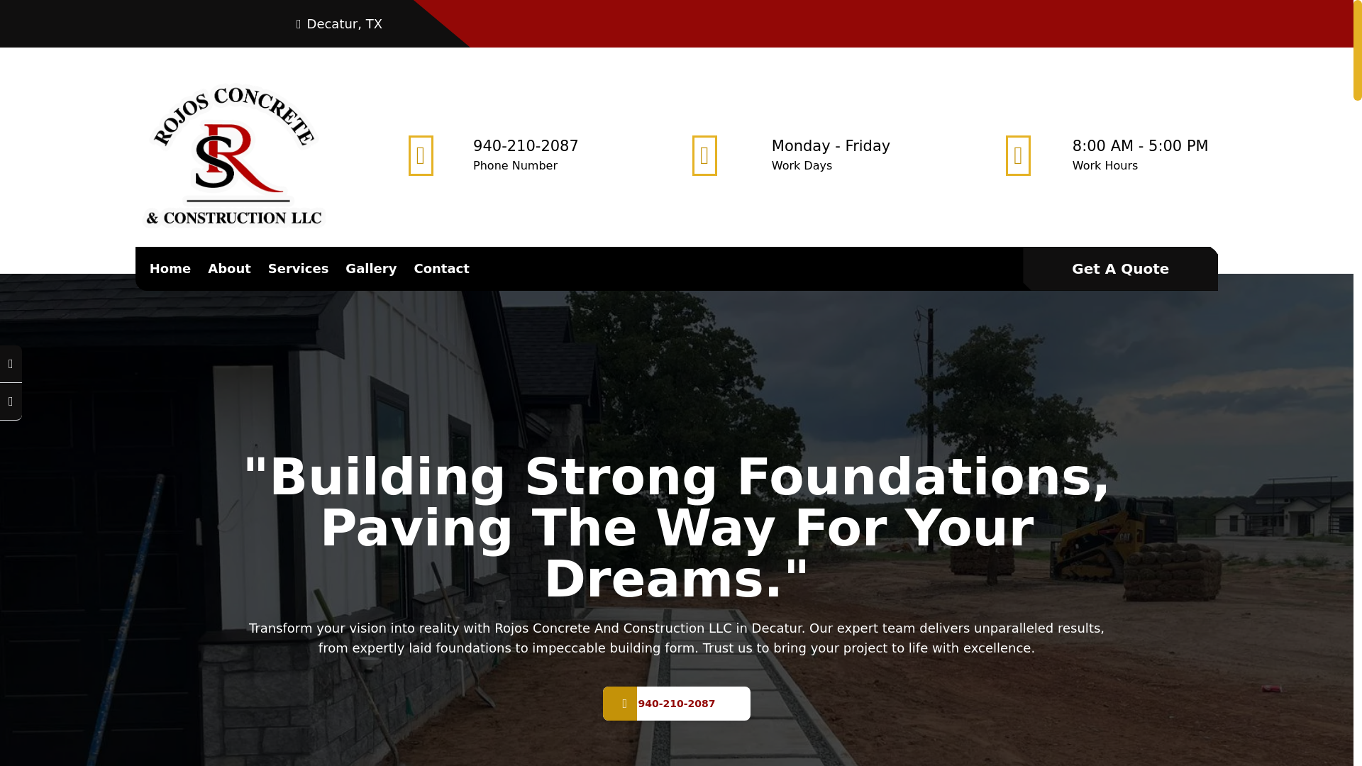 website screenshot of https://rojosconcrete.com/