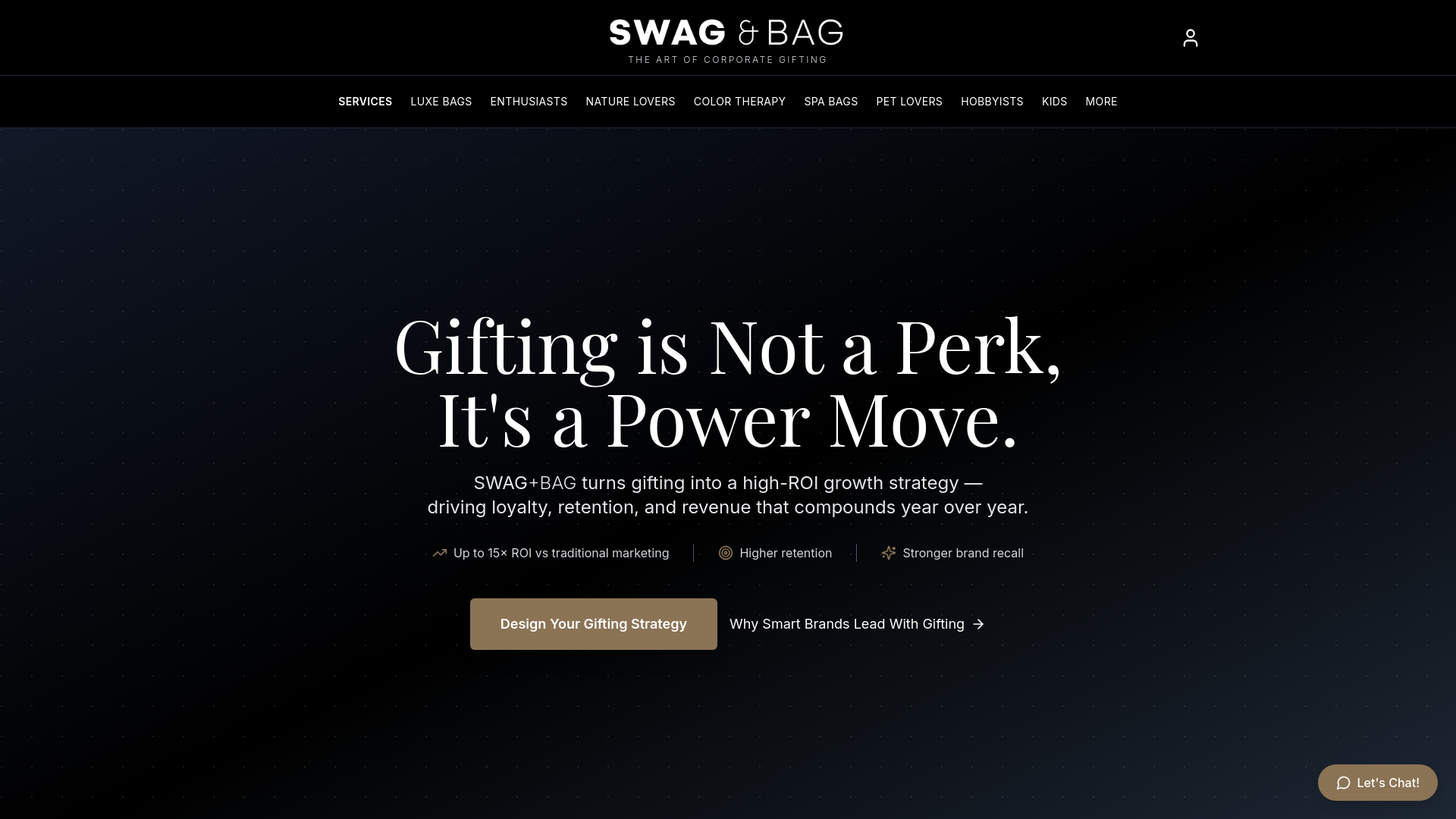 website screenshot of https://meetswagandbag.com