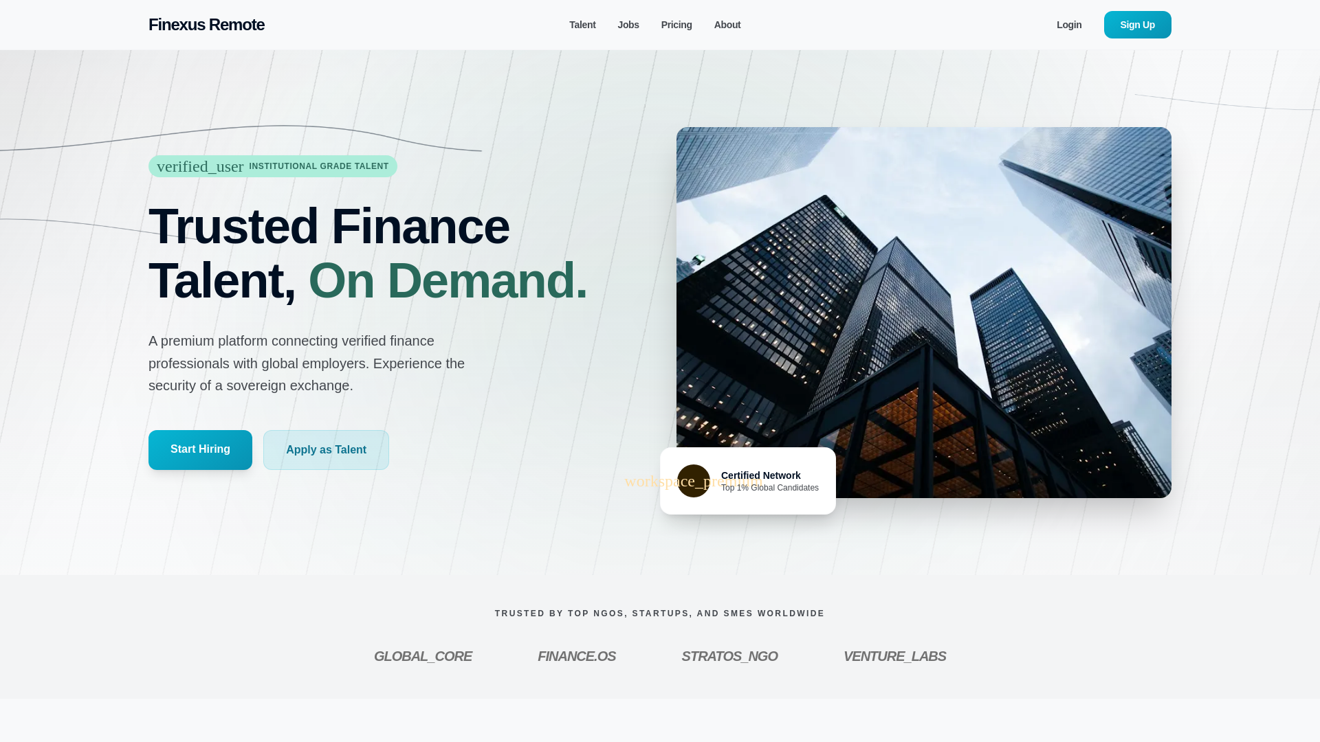 website screenshot of https://finexusremote.com/