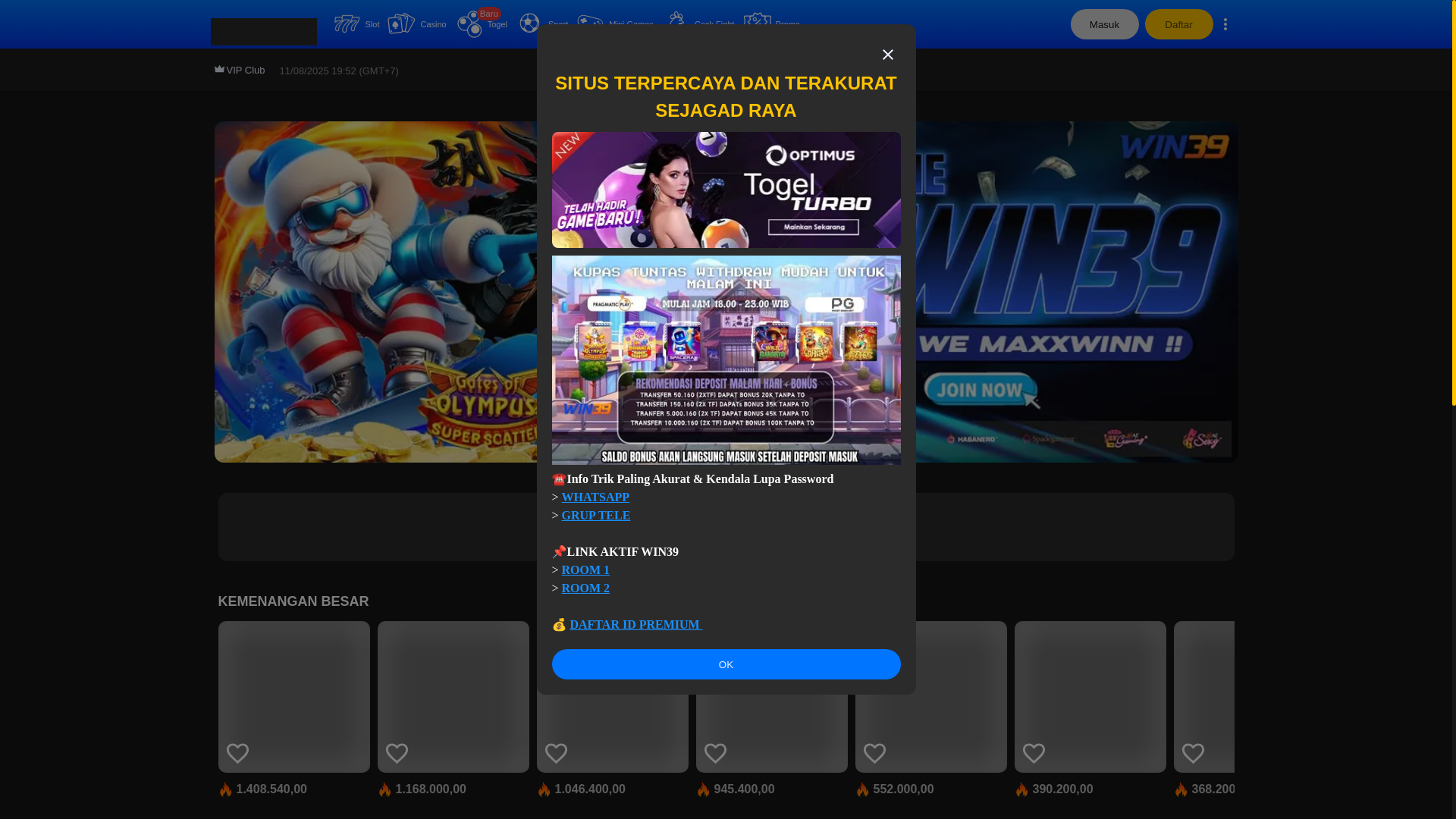 website screenshot of https://win39-raja.com/