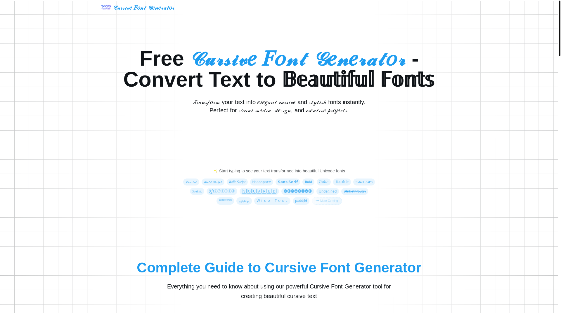 website screenshot of https://cursivetextgenerator.org/