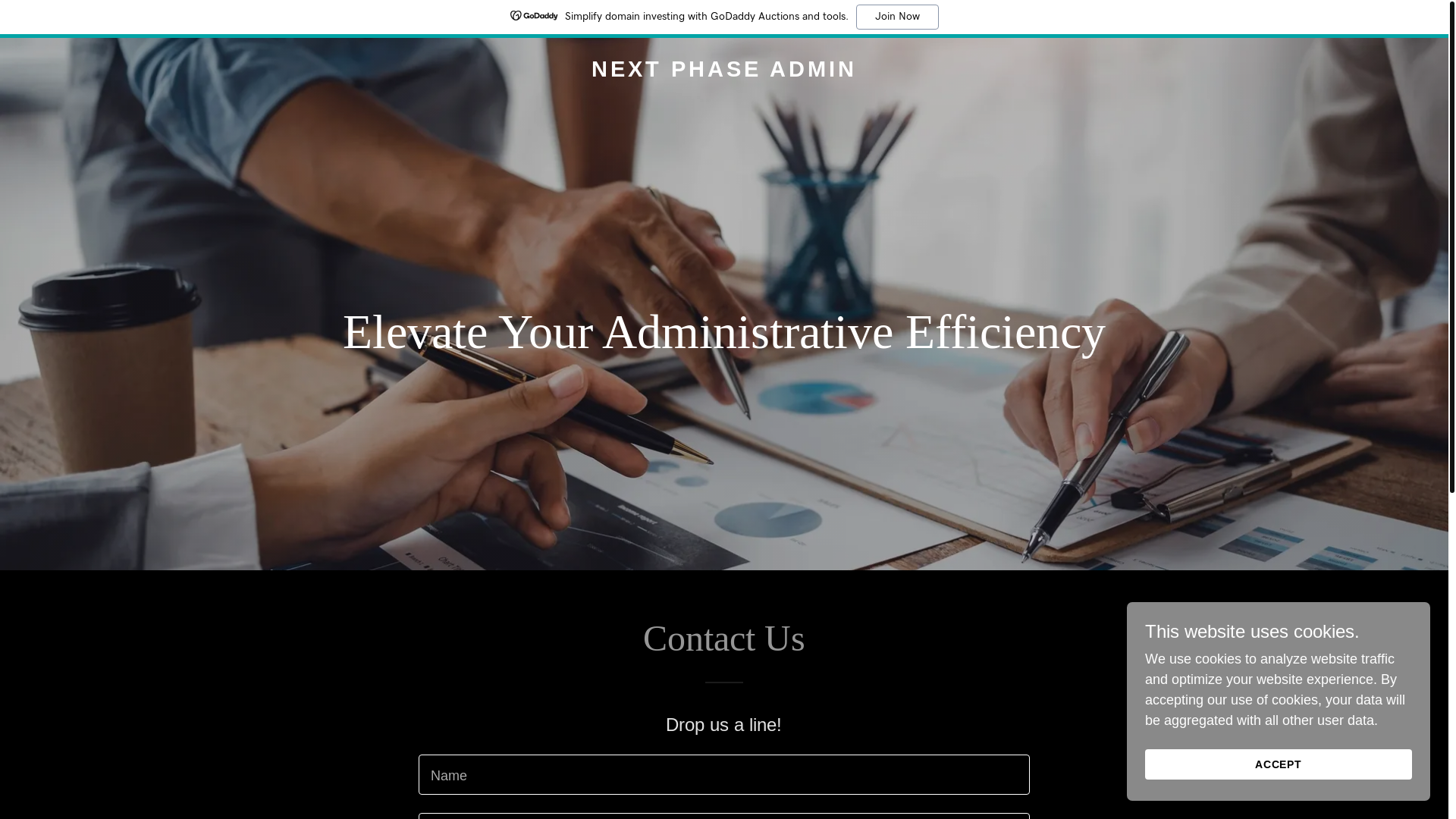 website screenshot of https://nextphaseadmin.com/