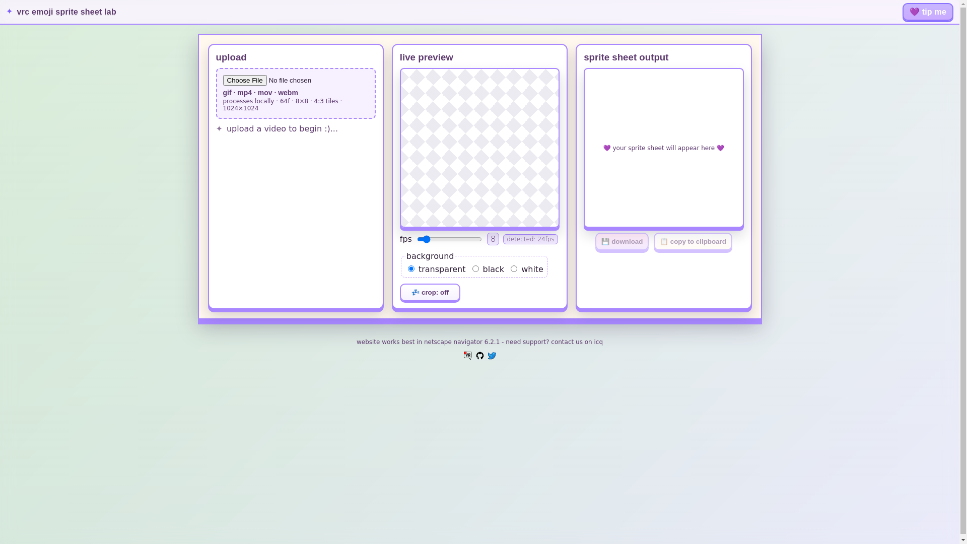 website screenshot of https://vrcemoji.com/