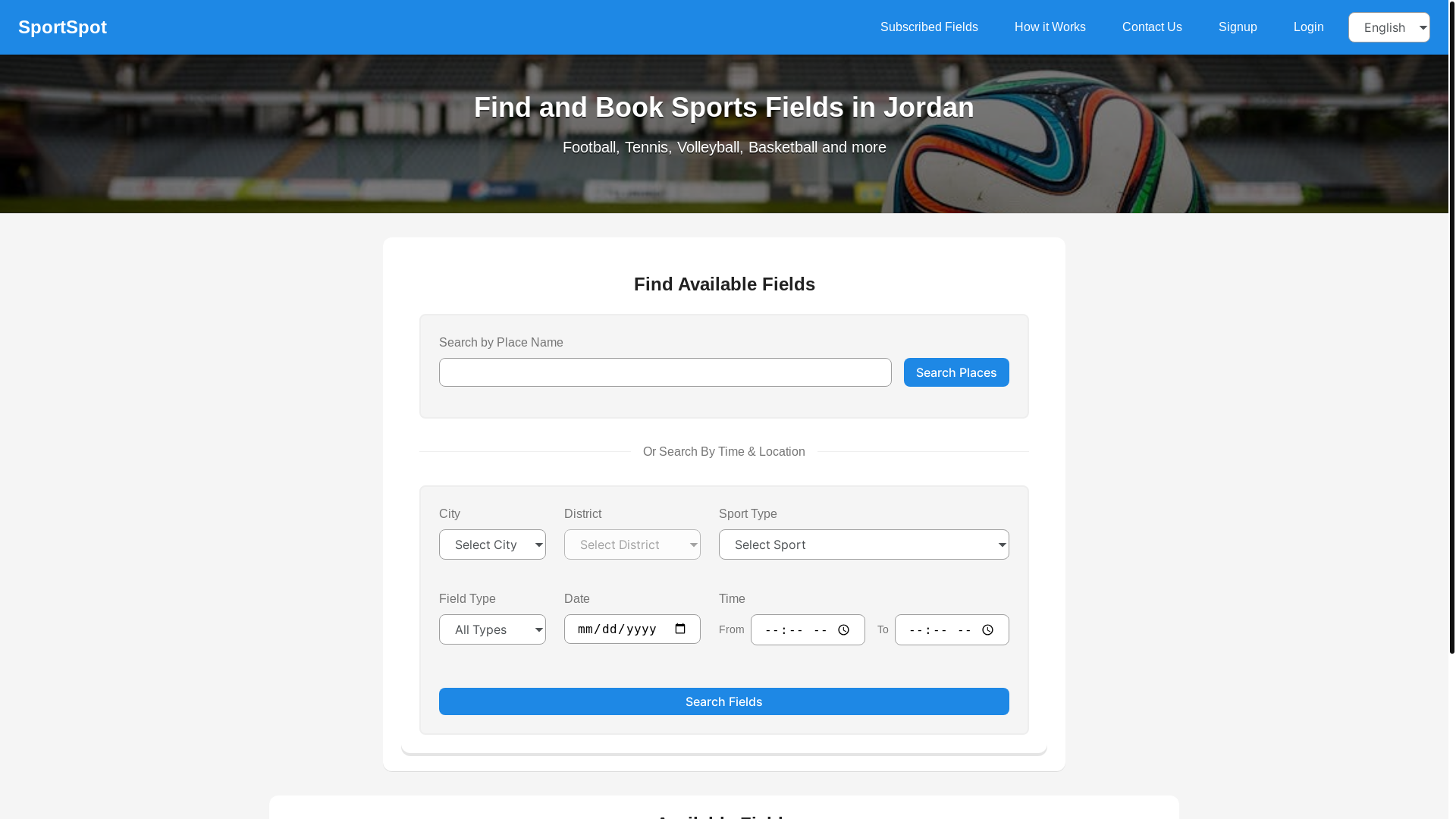 website screenshot of https://sportfieldsbookinghost.pages.dev/