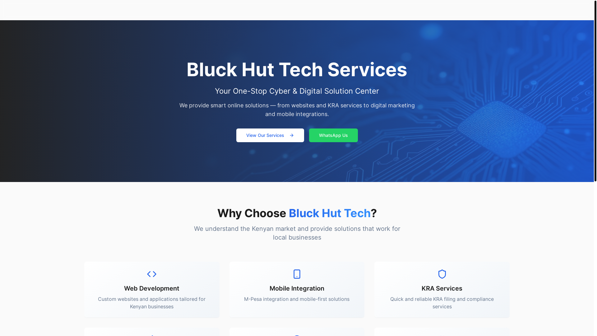 website screenshot of https://bluckhut.com/