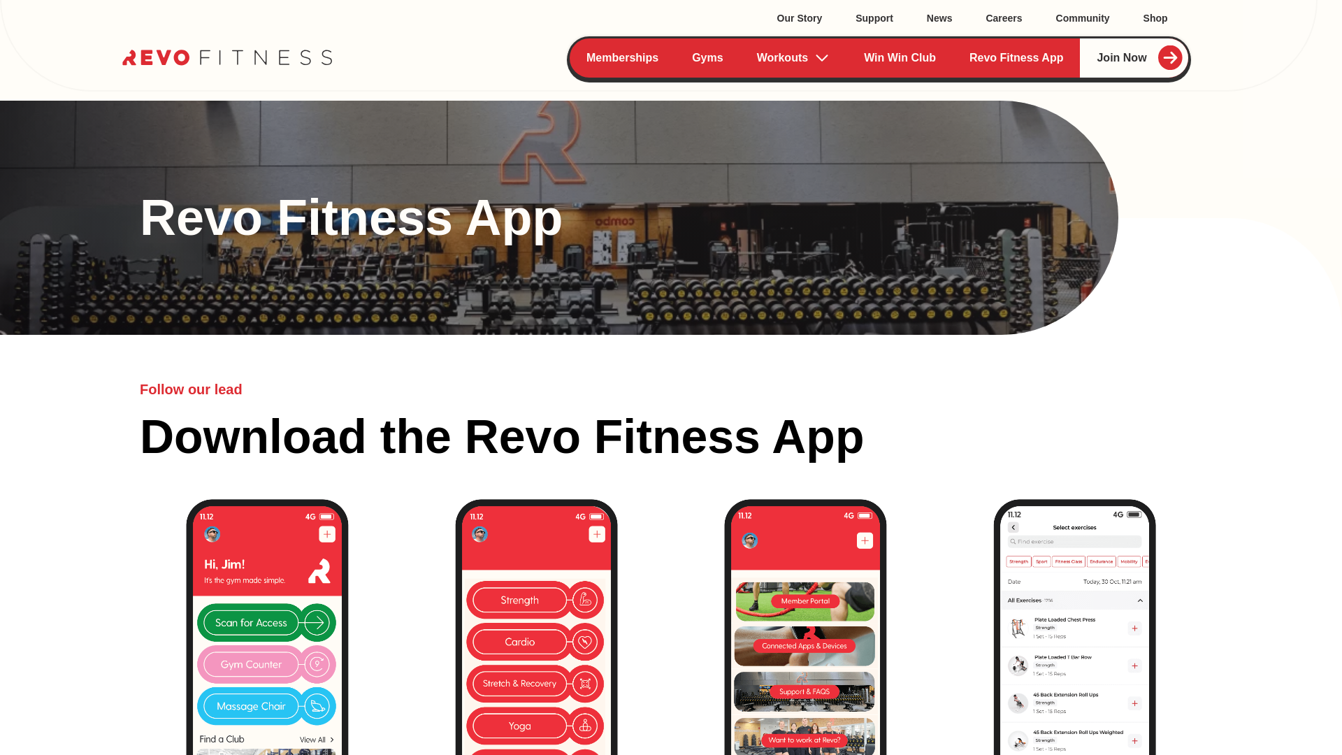 website screenshot of https://revofitness.me