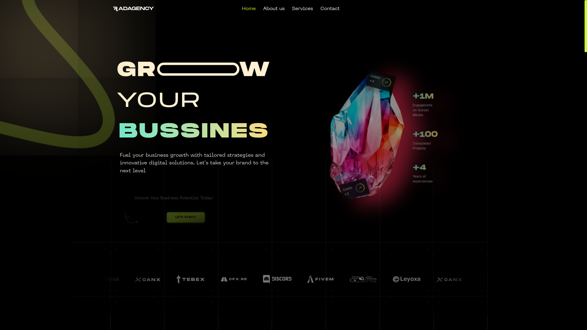 website screenshot of https://radagency.net/