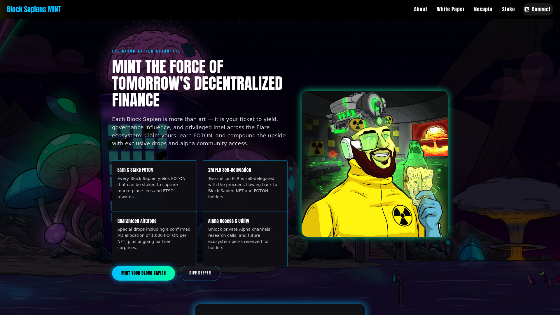 website screenshot of https://mint.nexapia.xyz/