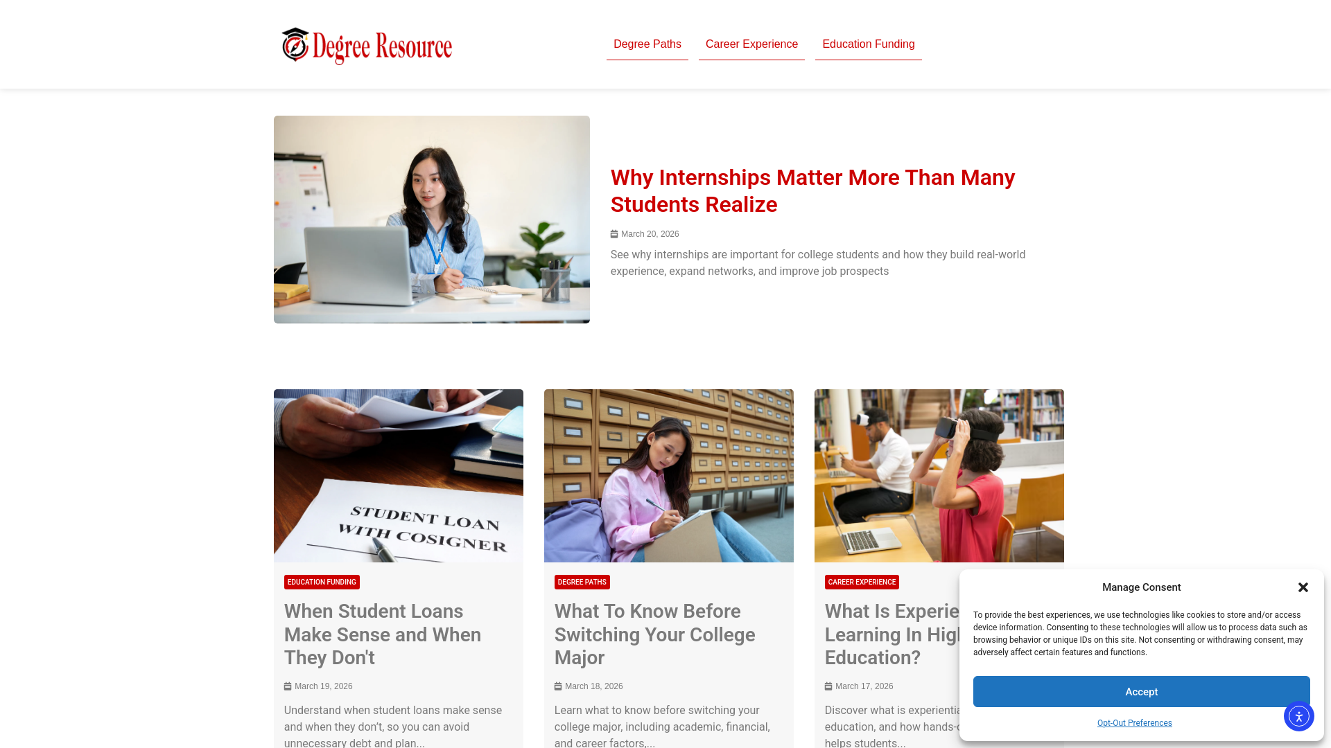 website screenshot of https://degree-resource.com