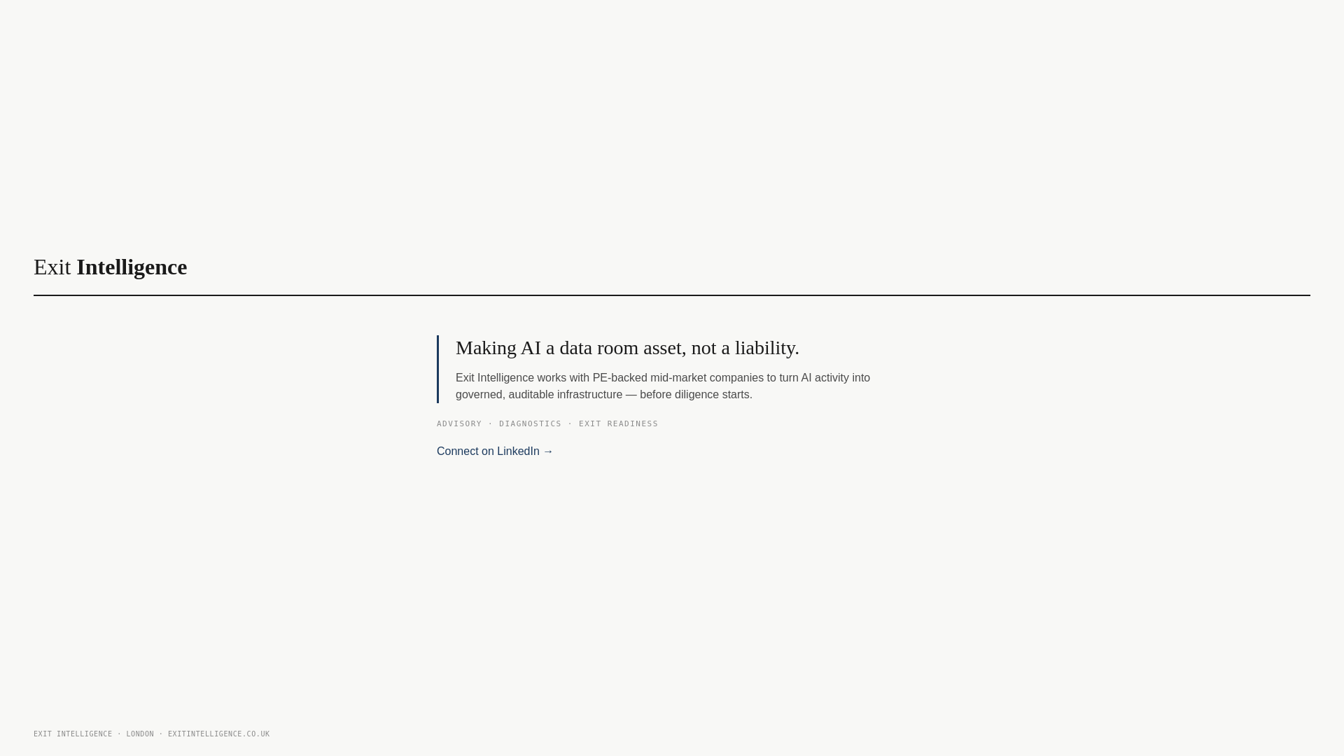 website screenshot of https://exitintelligence.co.uk