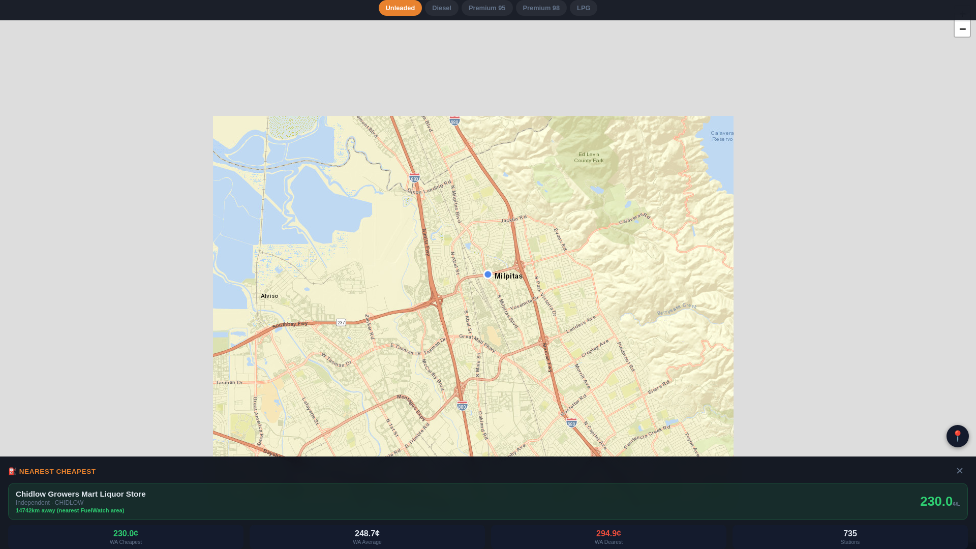 website screenshot of https://fuelmap-wa.pages.dev/