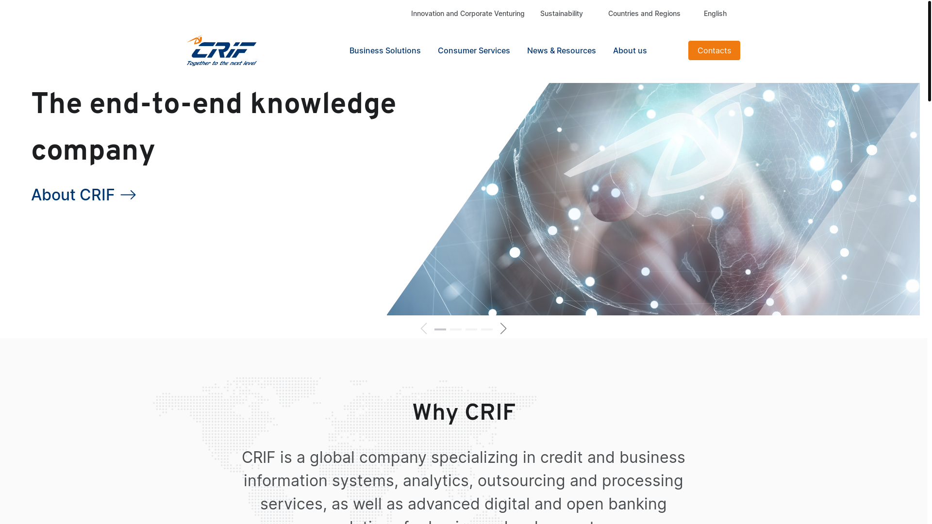 website screenshot of https://www.crif.com/