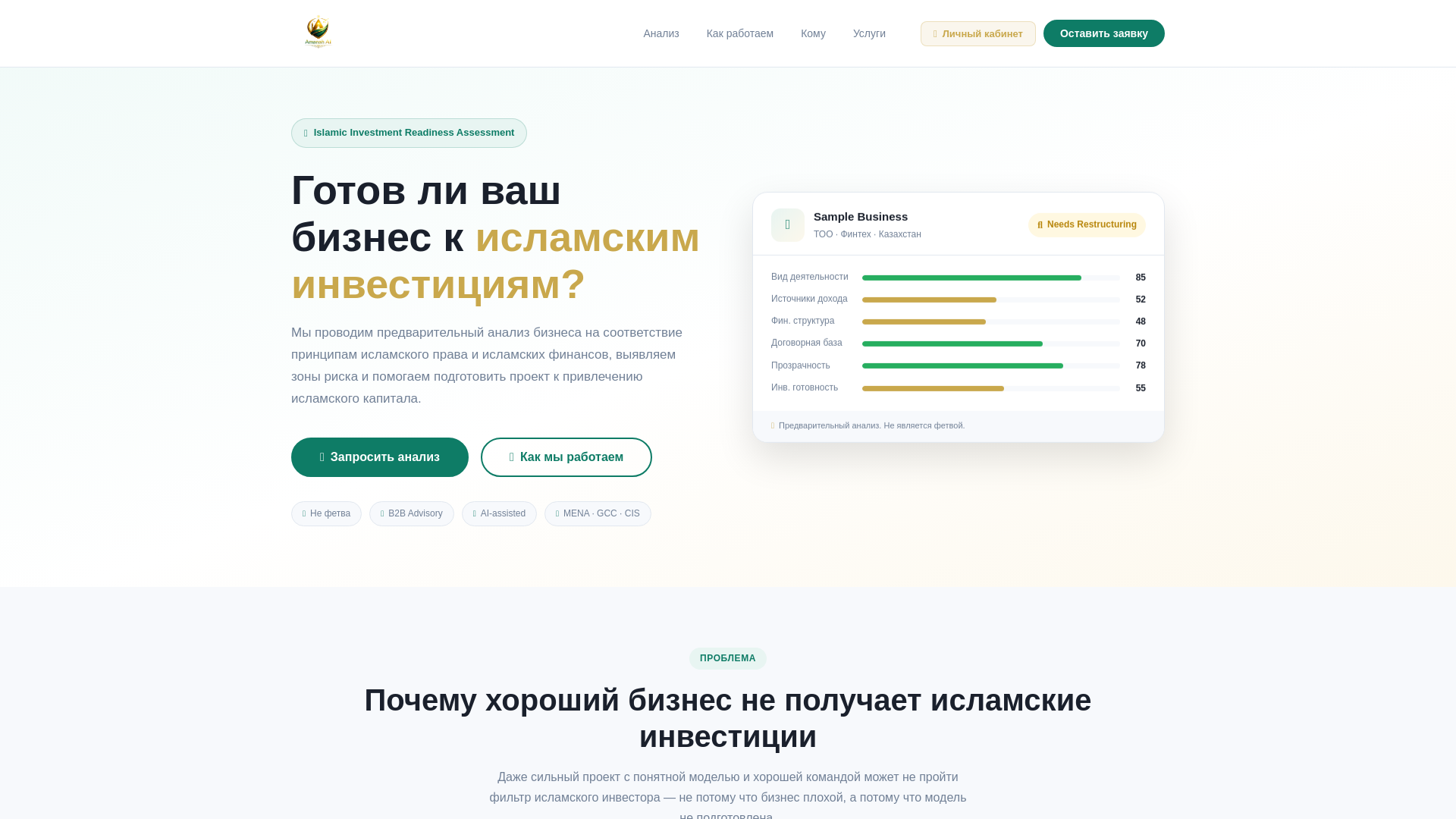 website screenshot of https://amanah-ai.com/