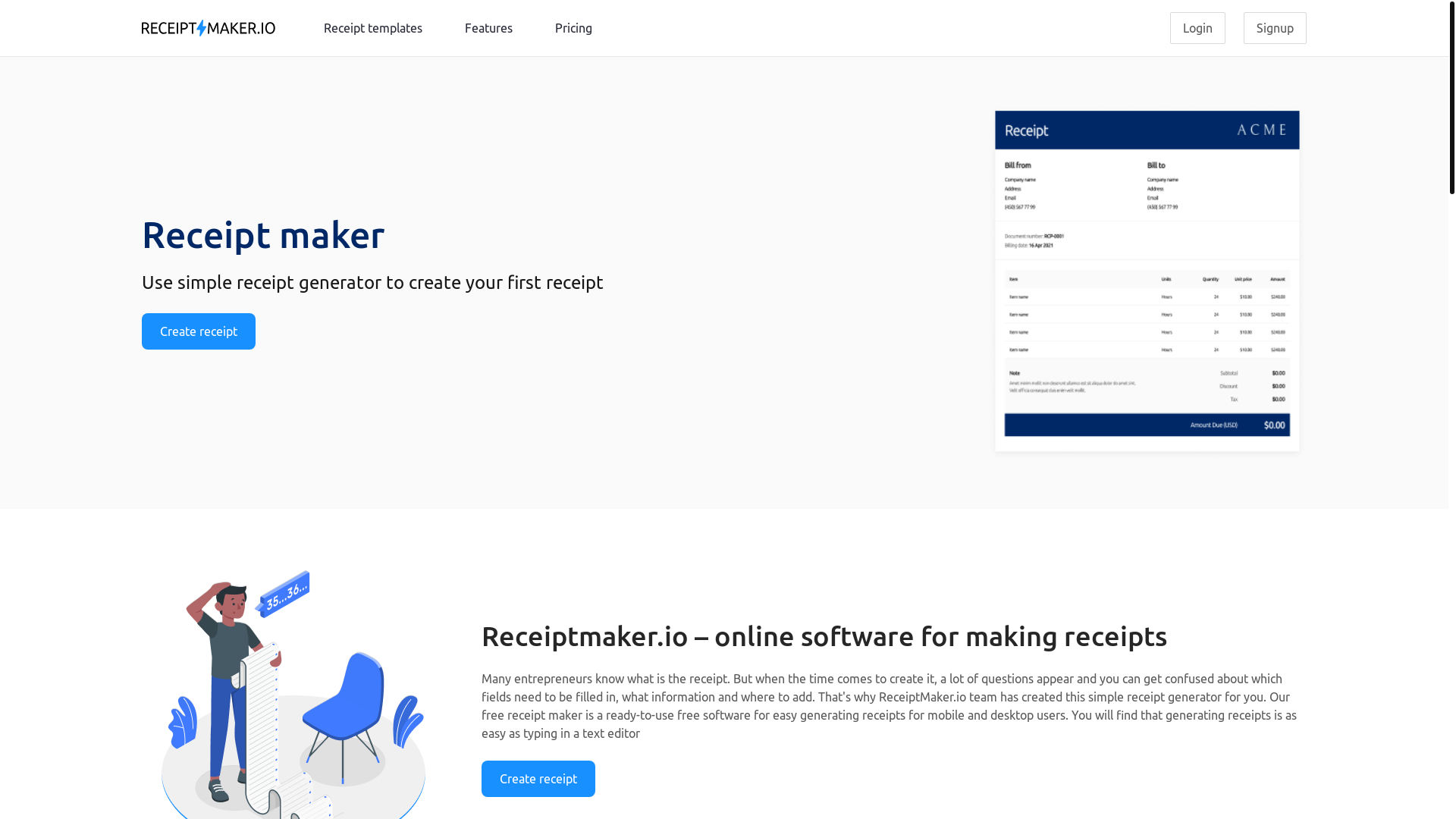 website screenshot of https://receiptmaker-nextsite.pages.dev/