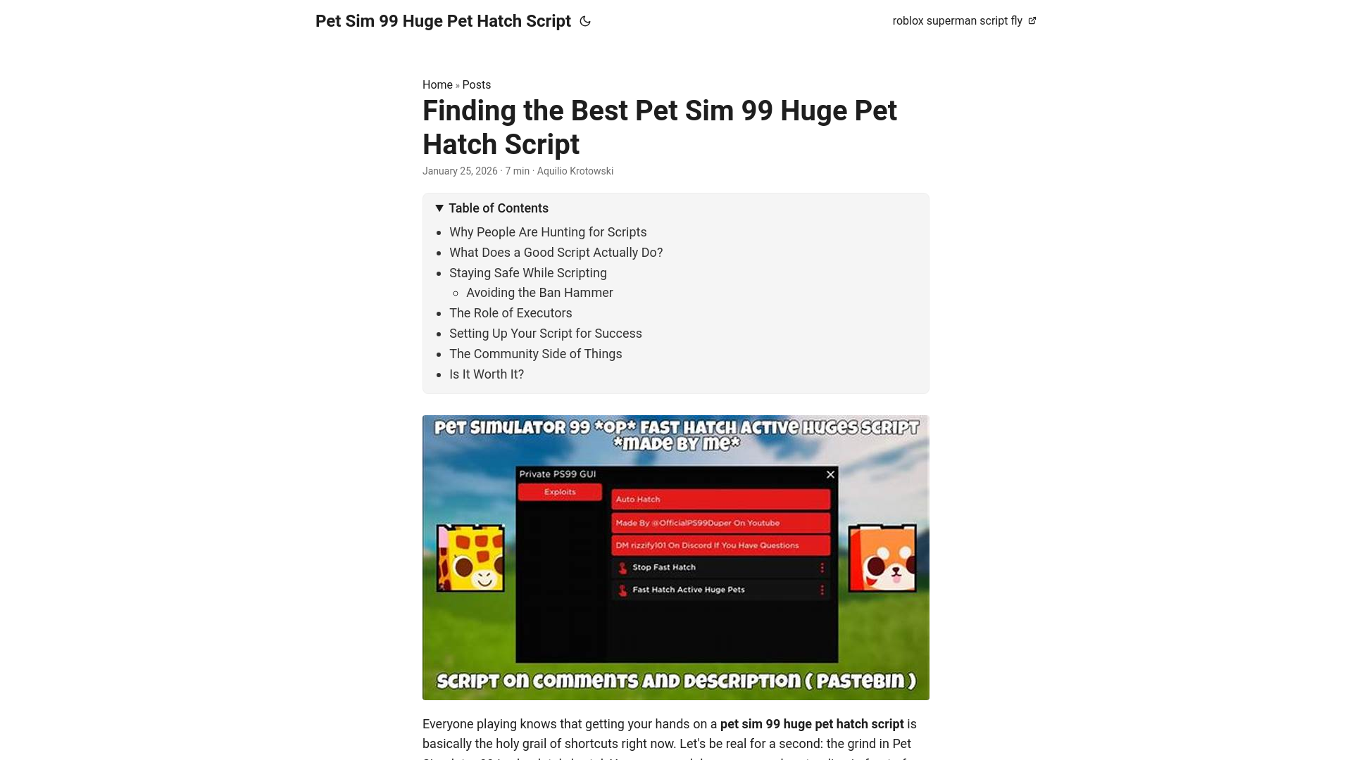 website screenshot of https://pet-sim-99-huge-pet-hatch-script.pages.dev/
