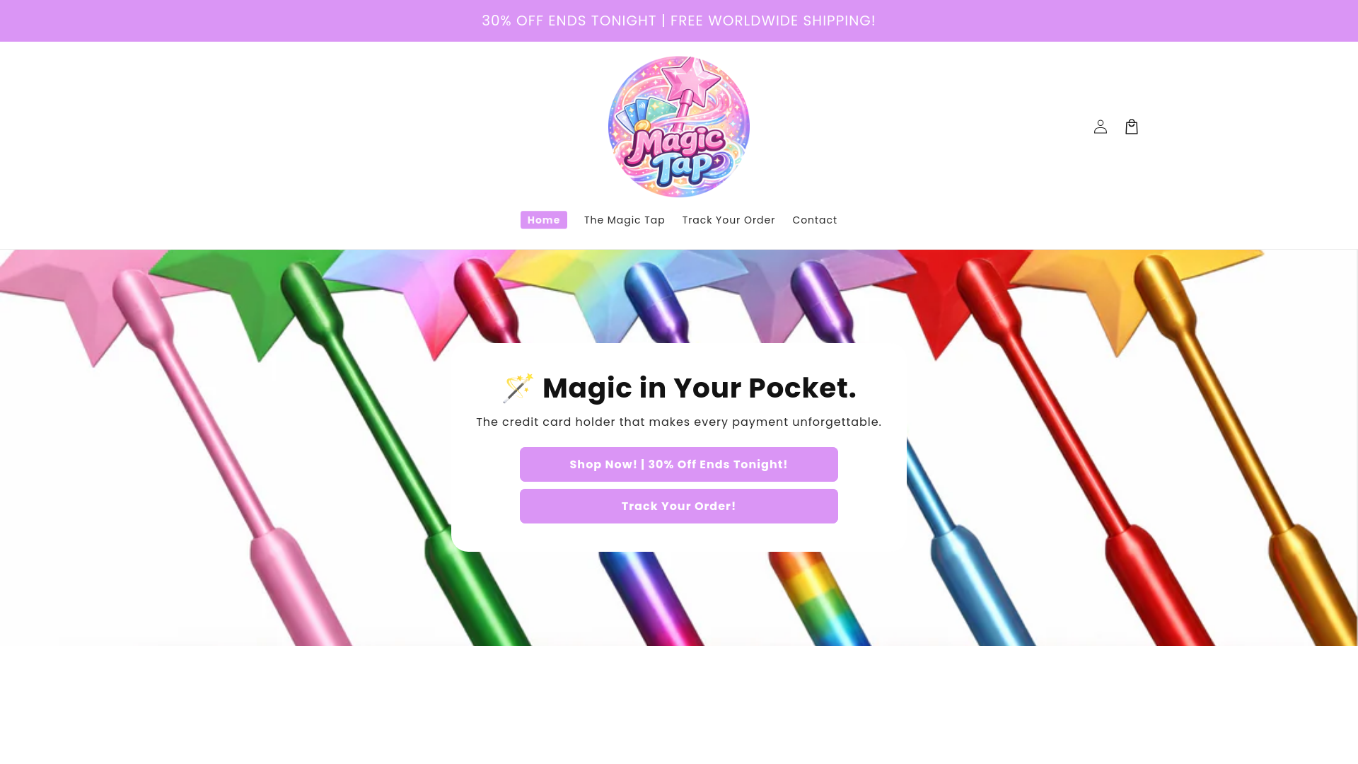 website screenshot of https://shopmagictap.com/