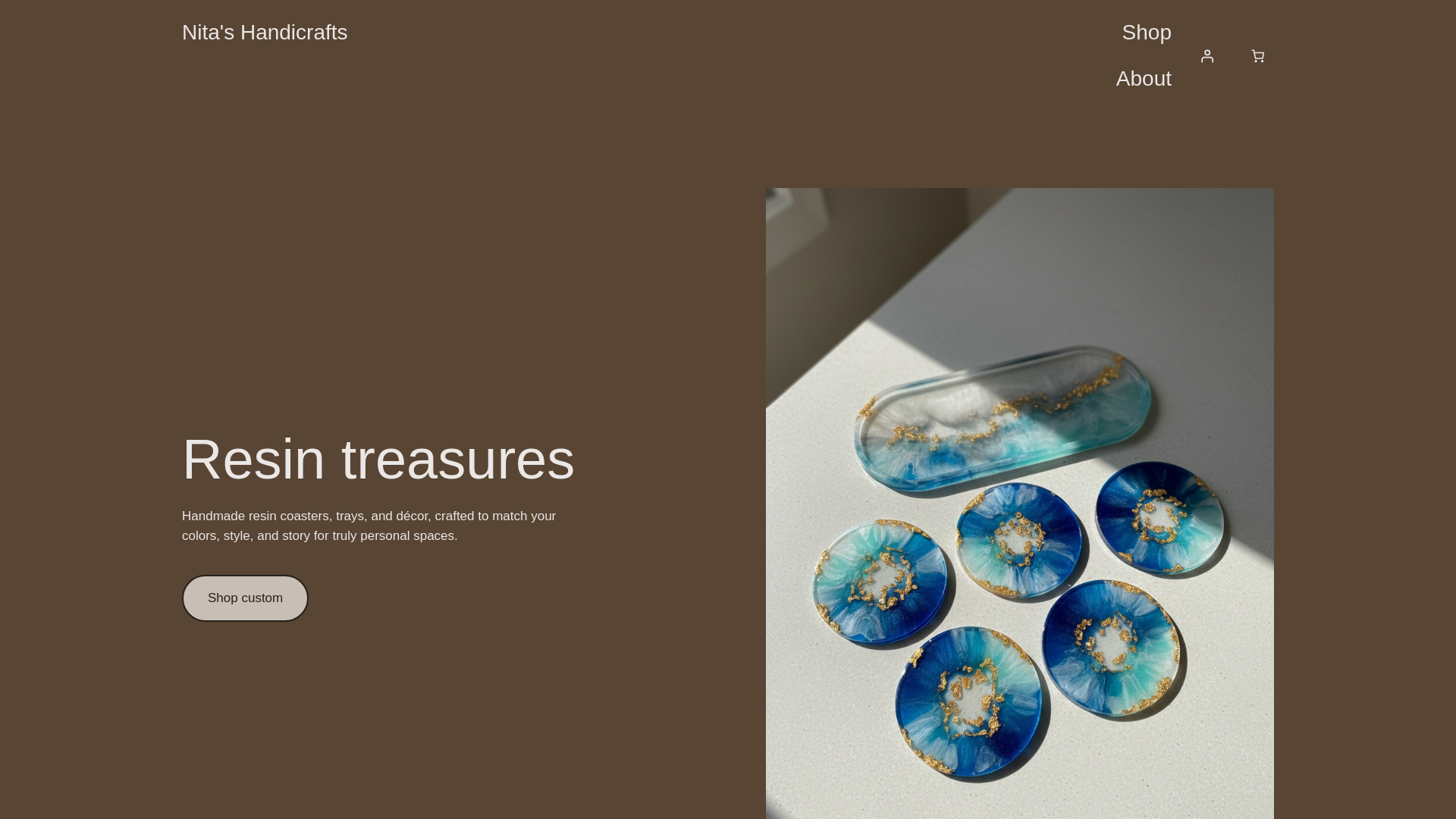 website screenshot of https://nitashandicrafts.com