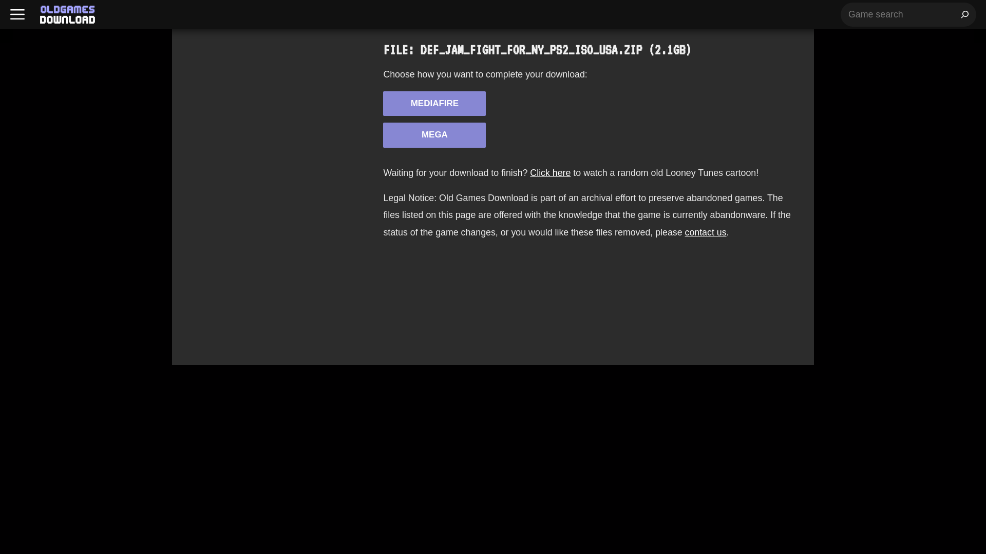 website screenshot of https://oldgamesdownload.com/file/21021-2/