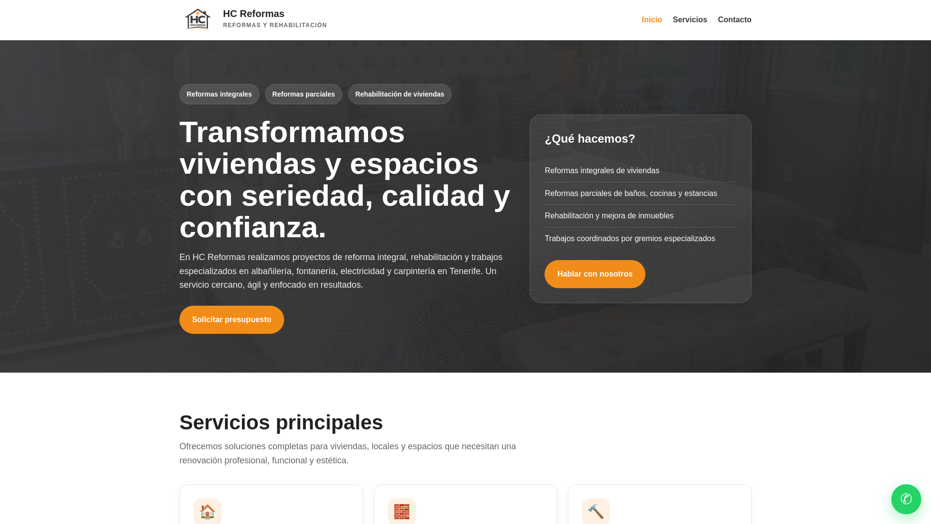 website screenshot of https://hcreformas.com/