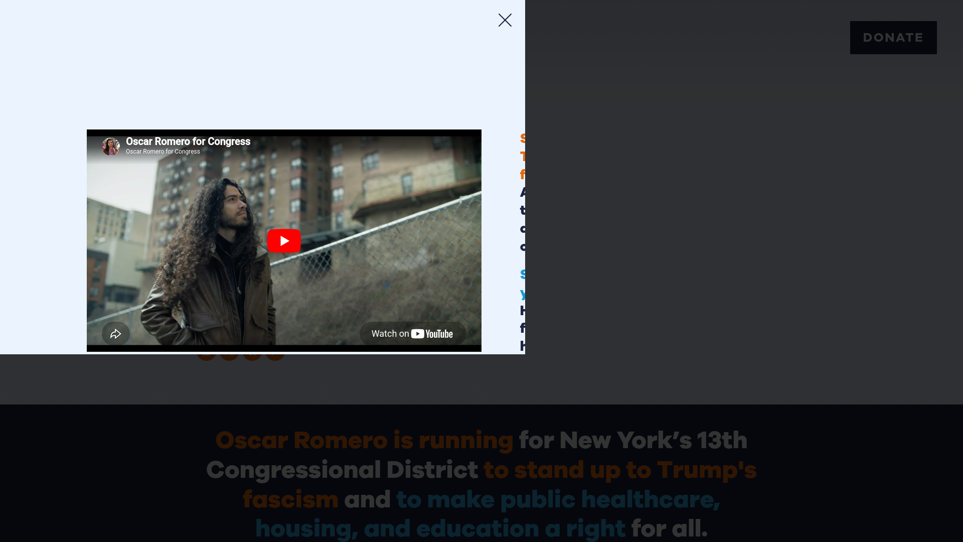 website screenshot of https://oscarforcongress.nyc/