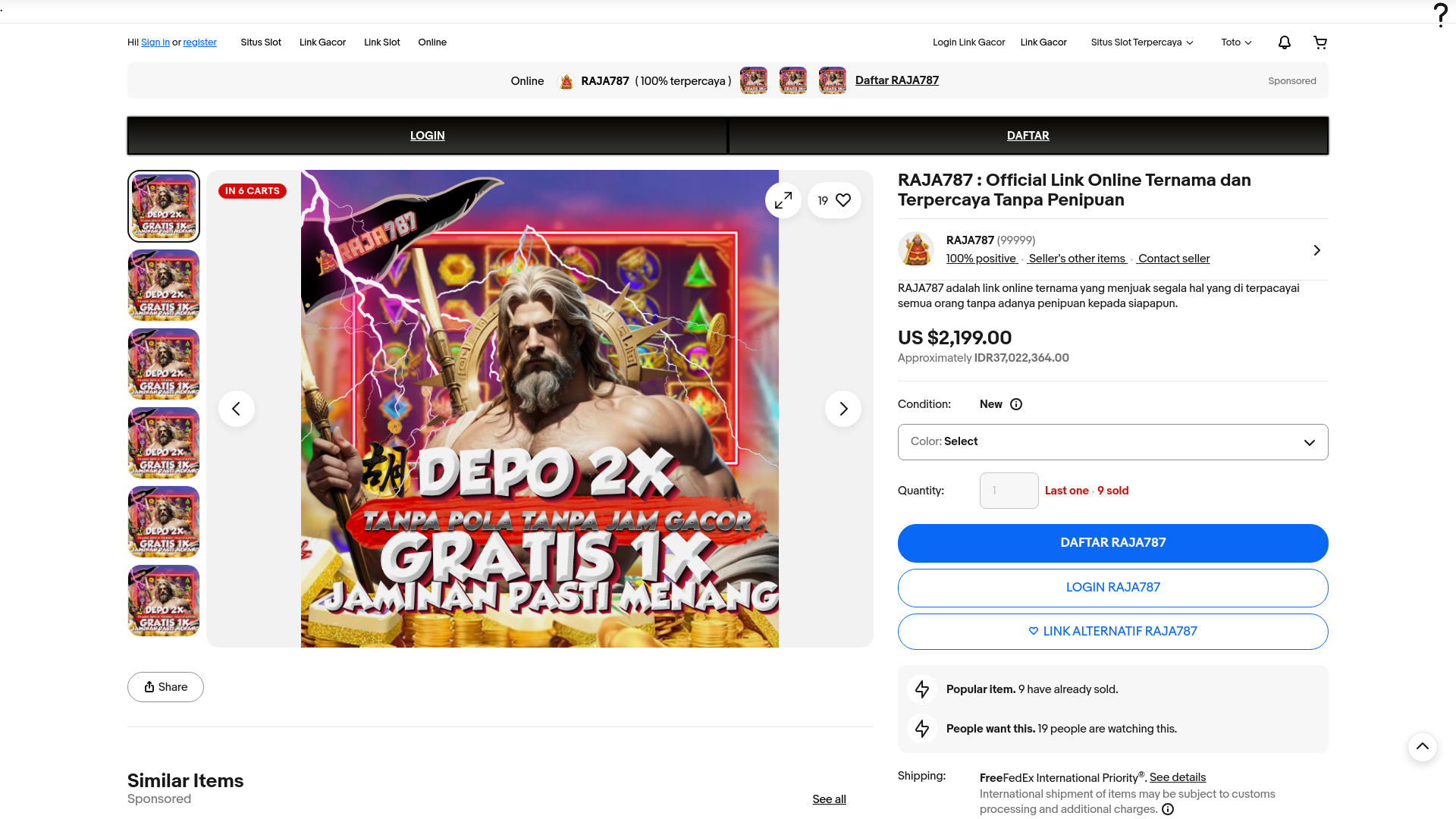 website screenshot of https://raja787try.com/