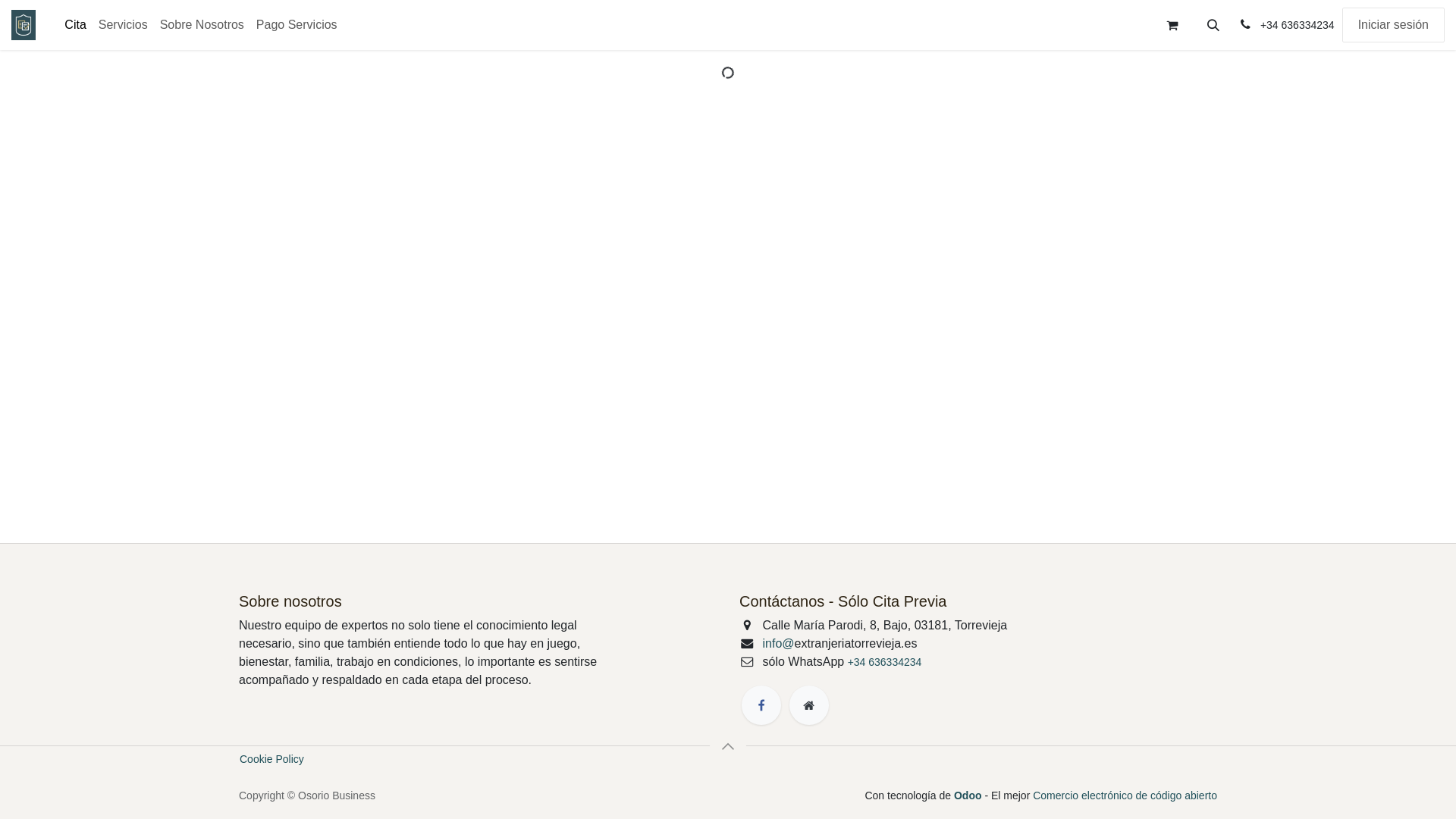 website screenshot of https://extranjeriatorrevieja.es