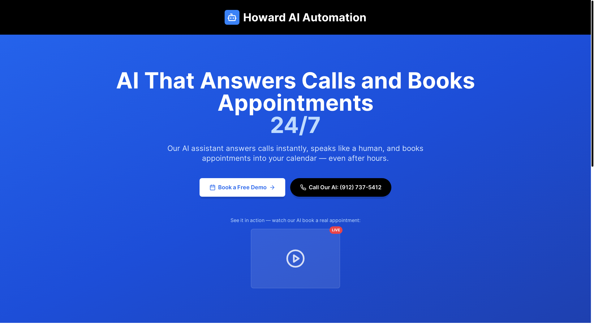 website screenshot of https://howardaiautomation.com/