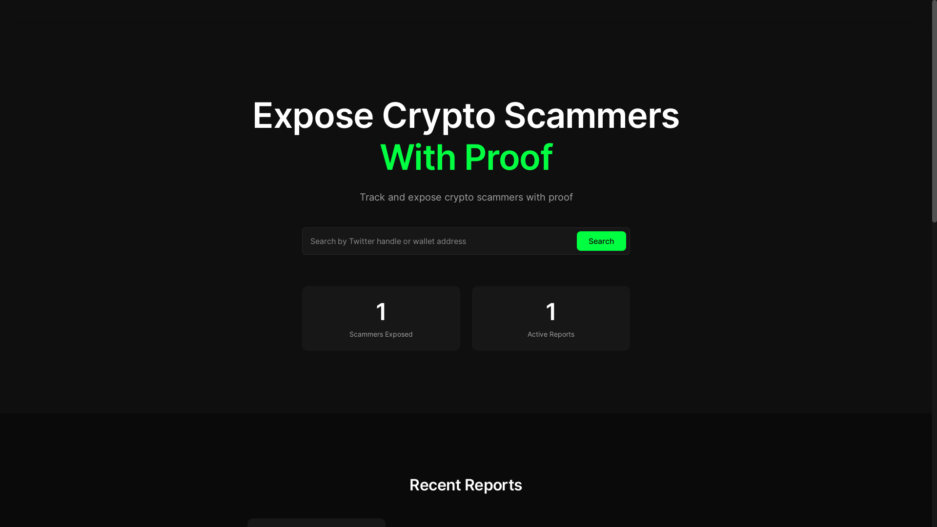 website screenshot of https://scammersearch.app/