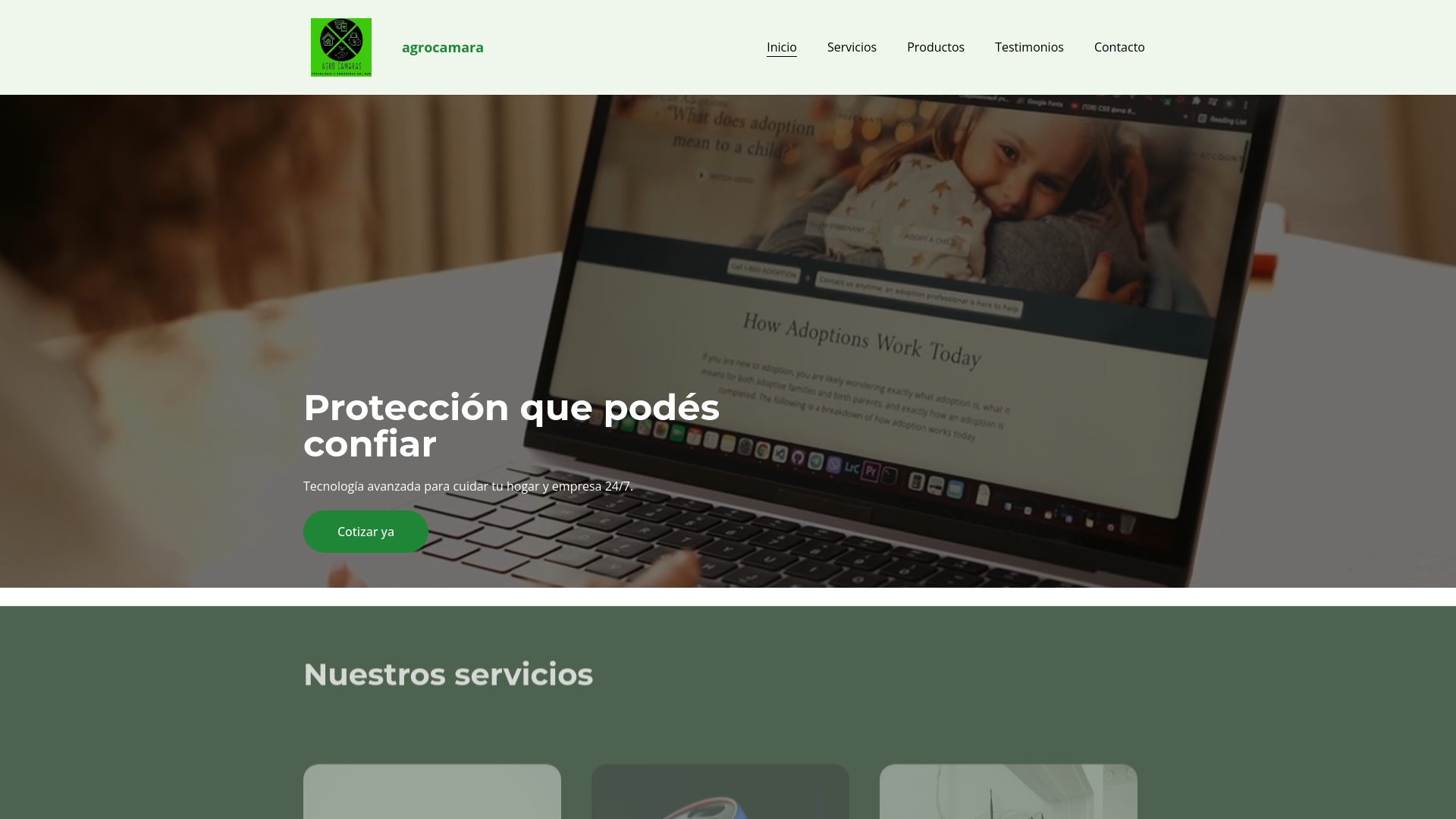 website screenshot of https://agrocamaras.cl/