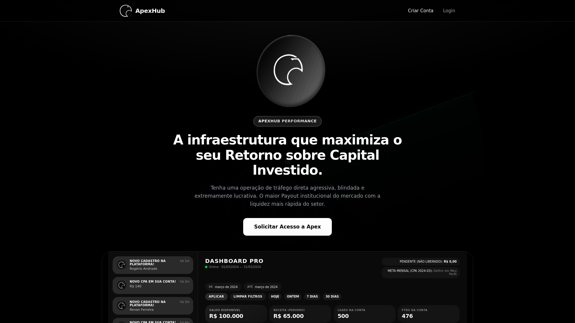 website screenshot of https://agenciaapexhub.com/