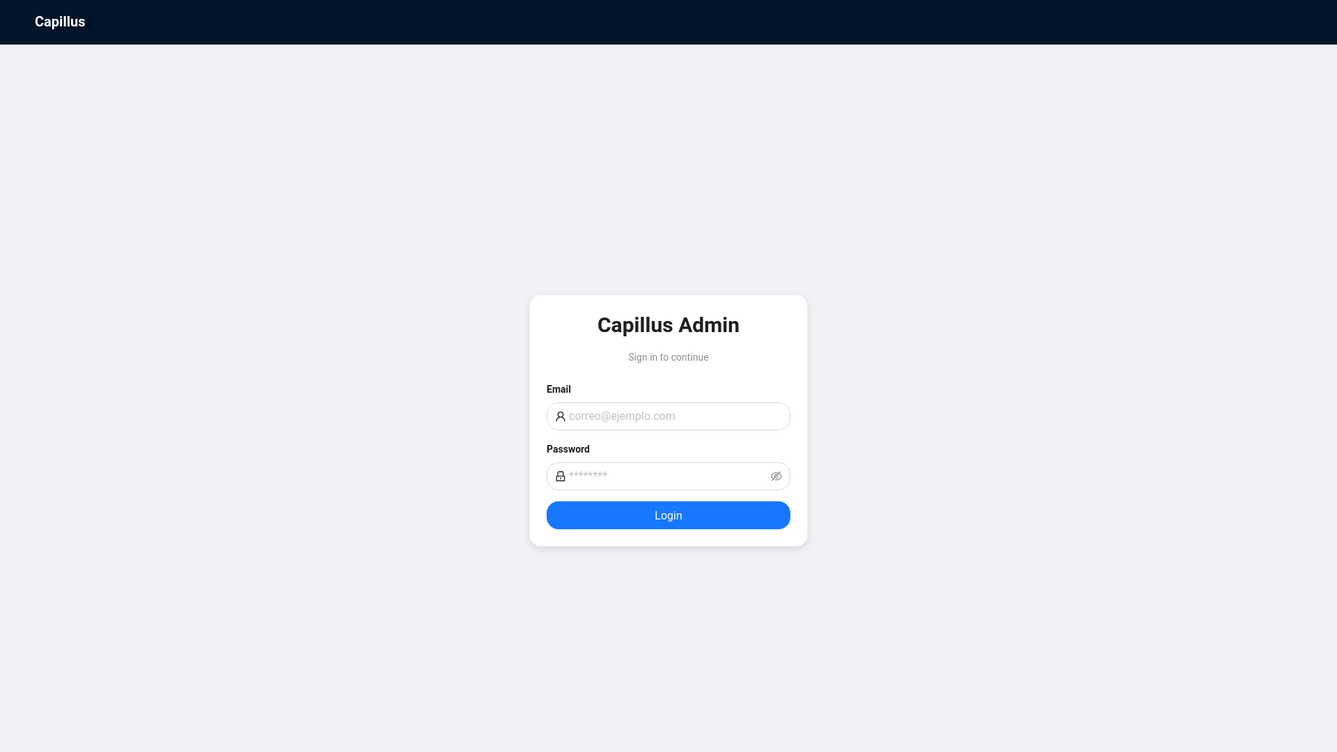 website screenshot of https://capillus-admin.pages.dev/