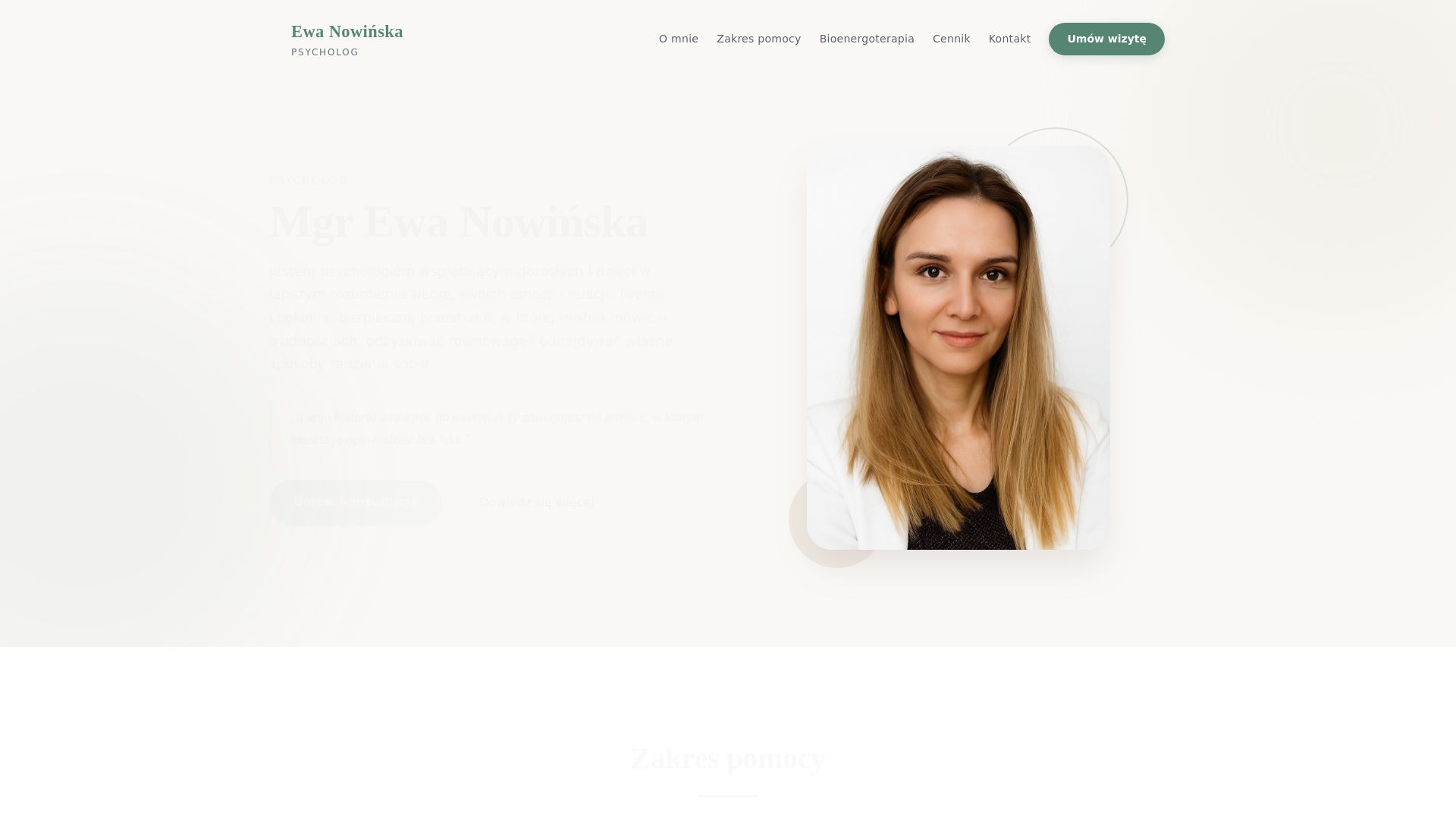 website screenshot of https://ewa-nowinska.pl/