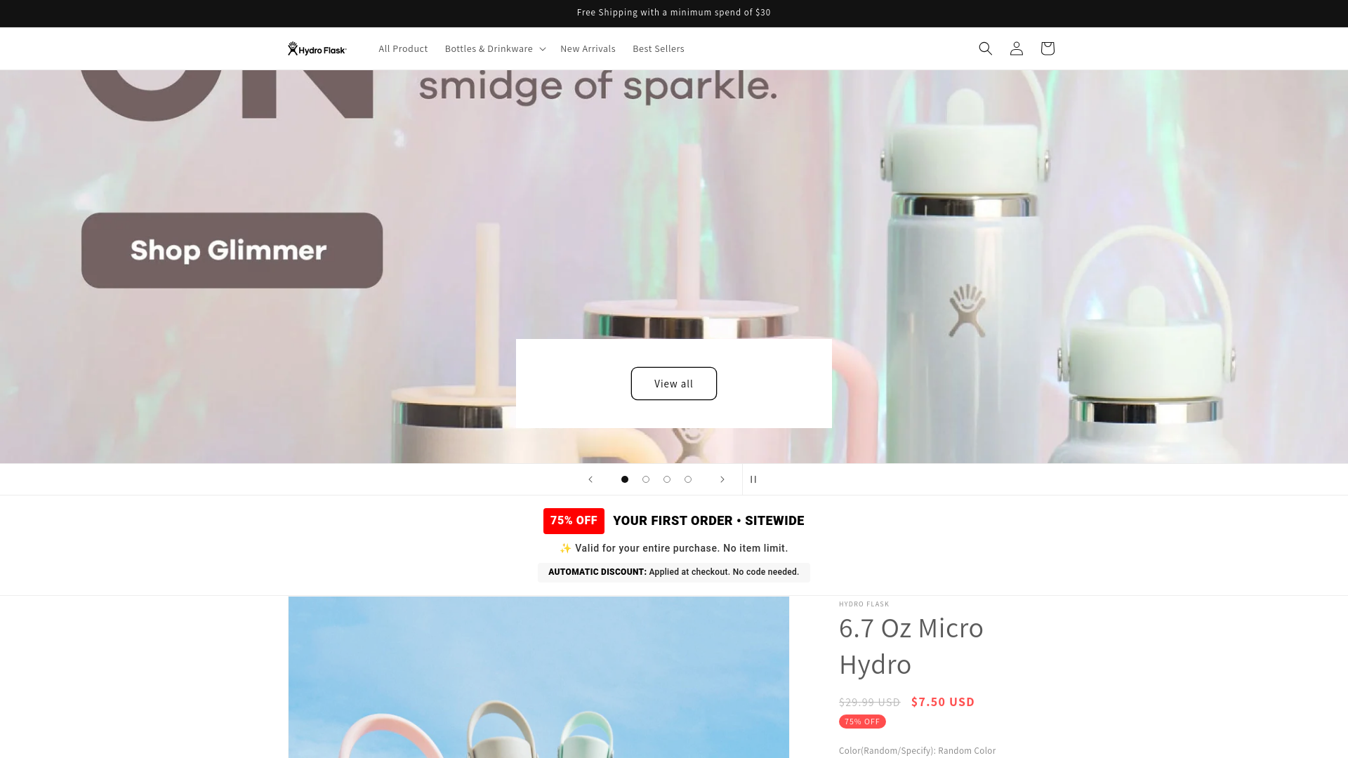 website screenshot of https://hydraflosk.com/
