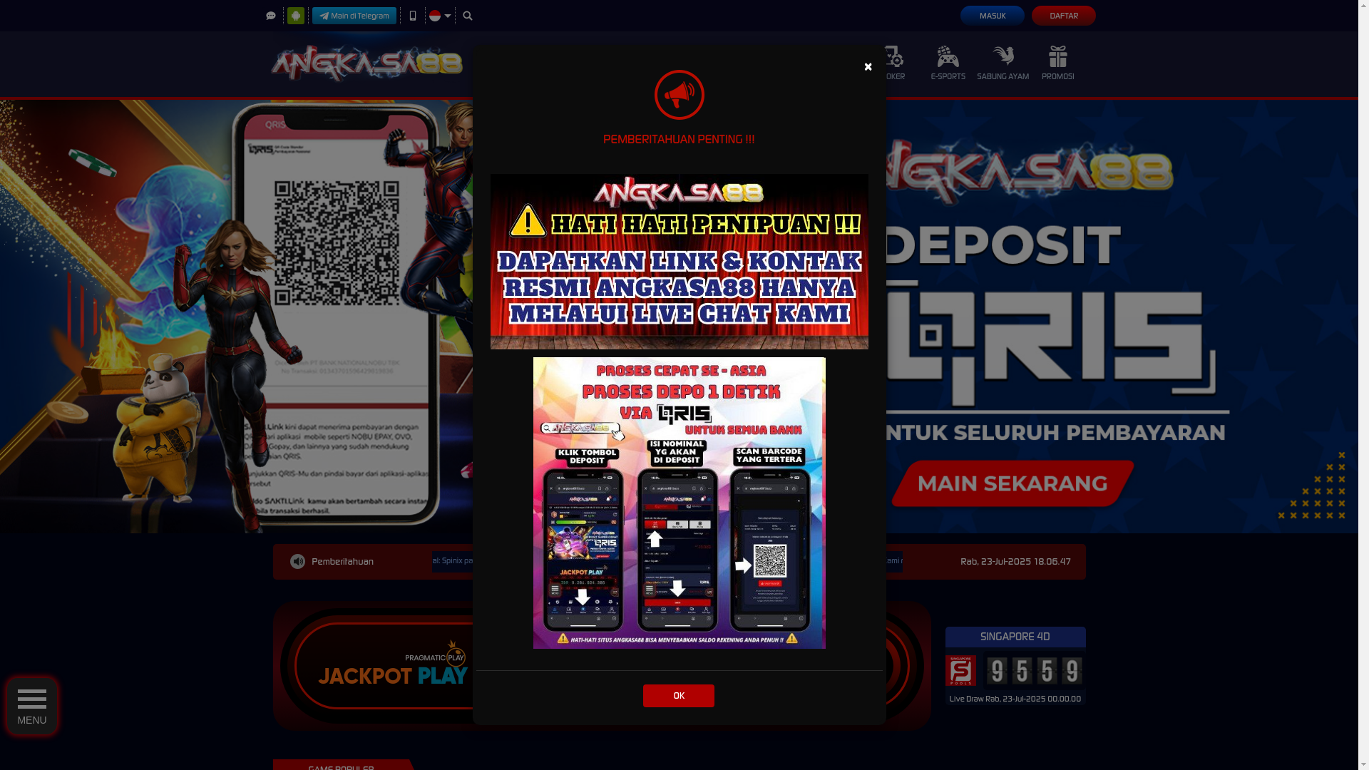 website screenshot of https://angkasa88m.beauty/