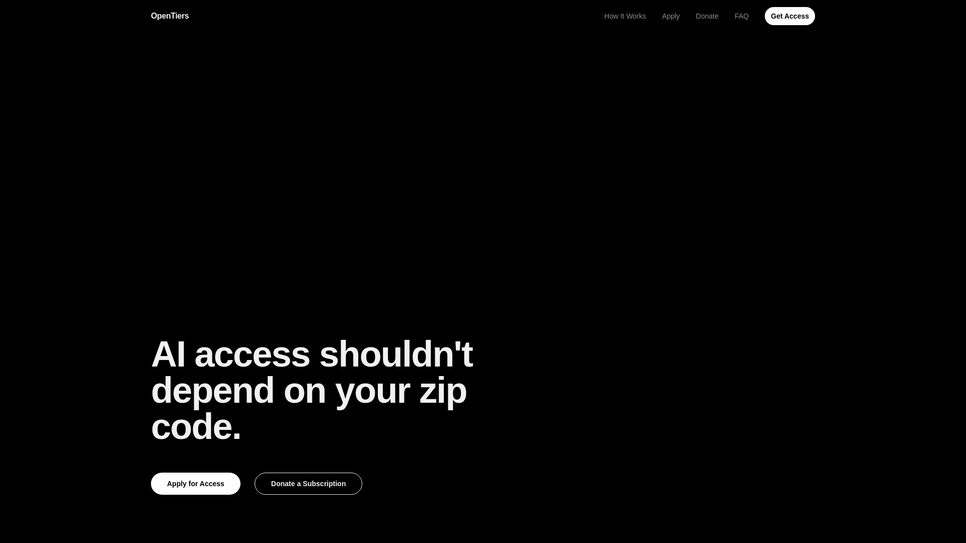 website screenshot of https://opentiers.com