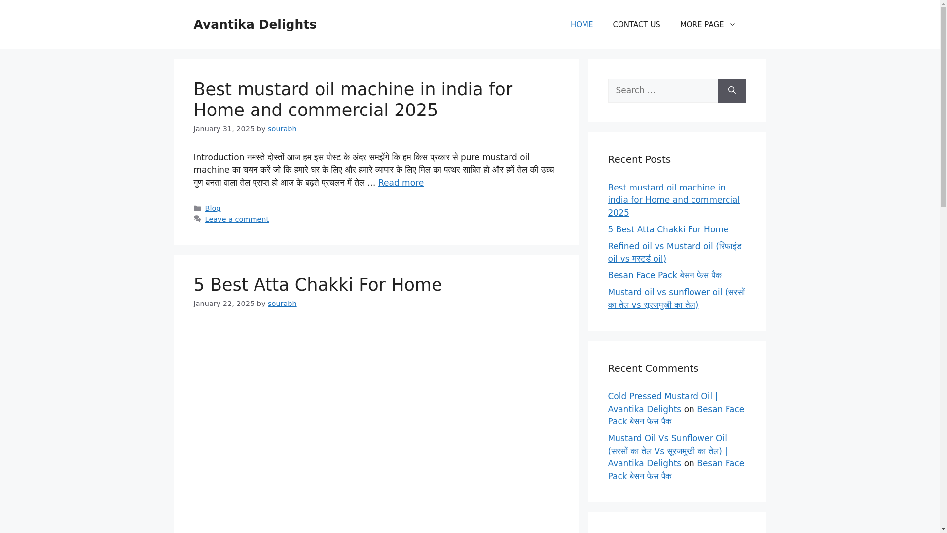 website screenshot of https://avantikadelights.in/