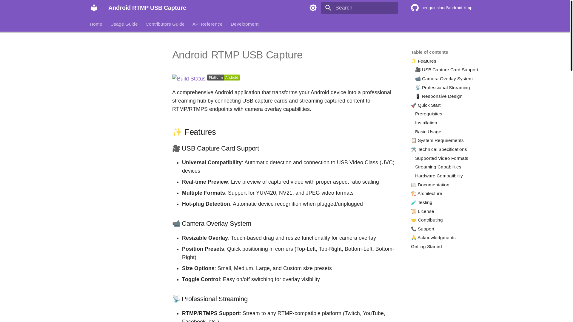 website screenshot of https://android-rtmp.pages.dev/