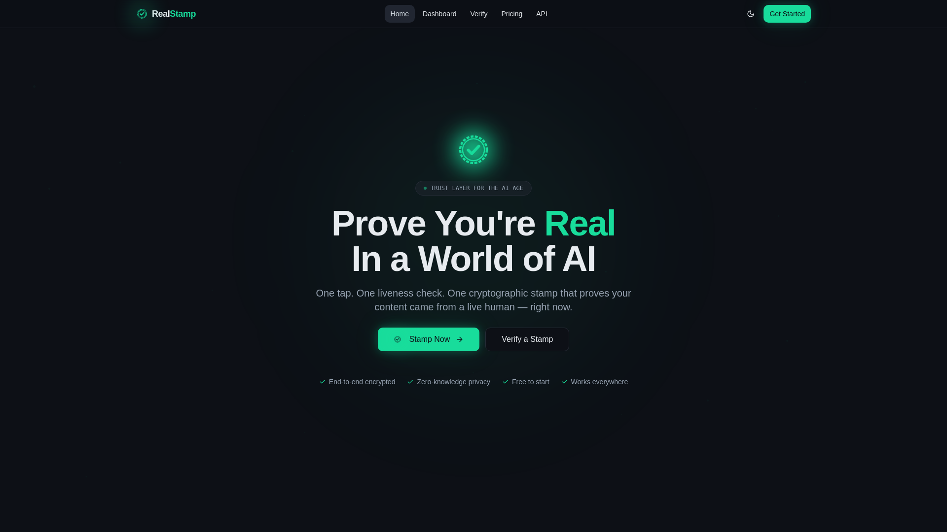 website screenshot of https://realstamp.app