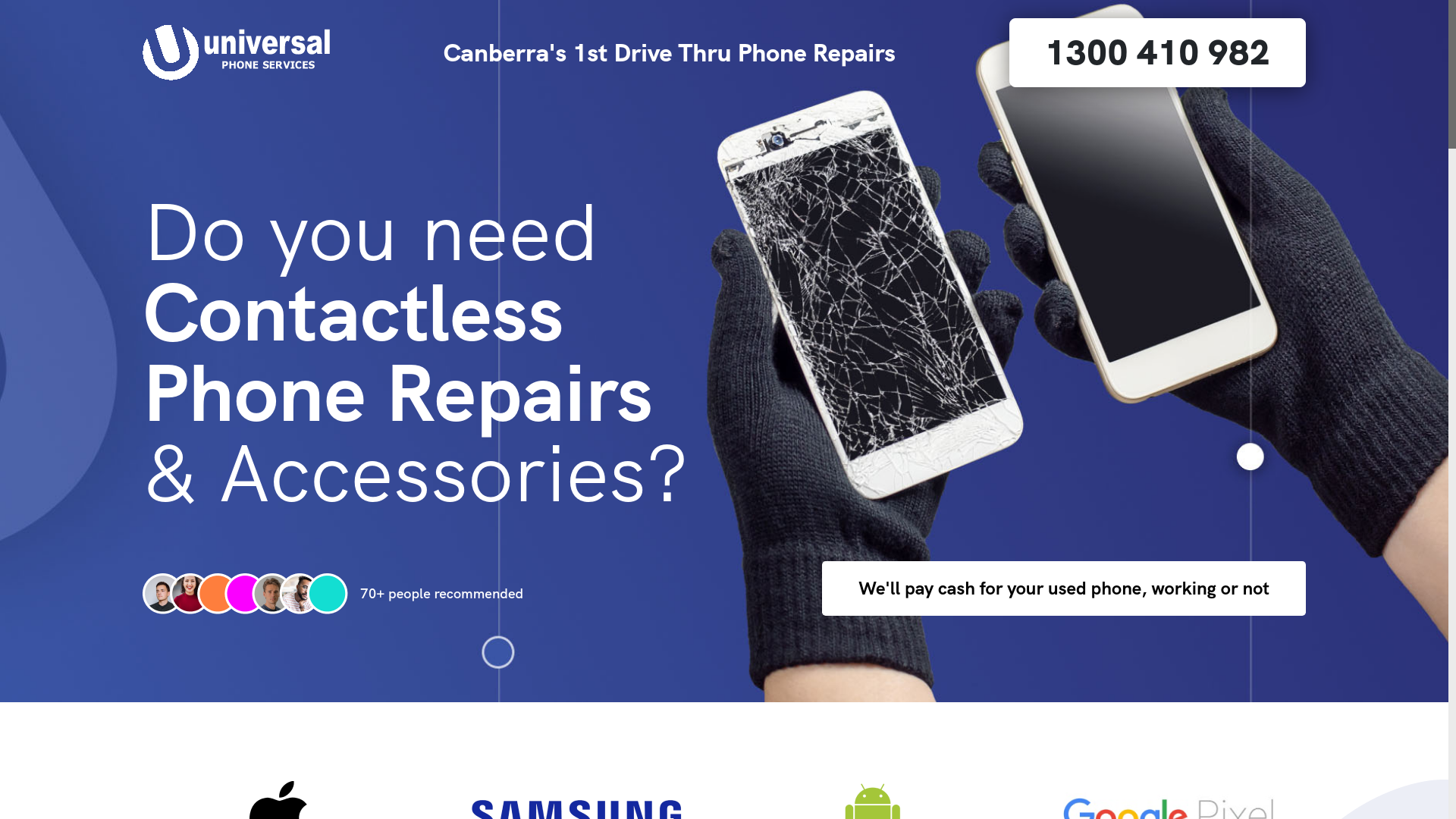 website screenshot of https://universalphoneservicescivic.com.au/