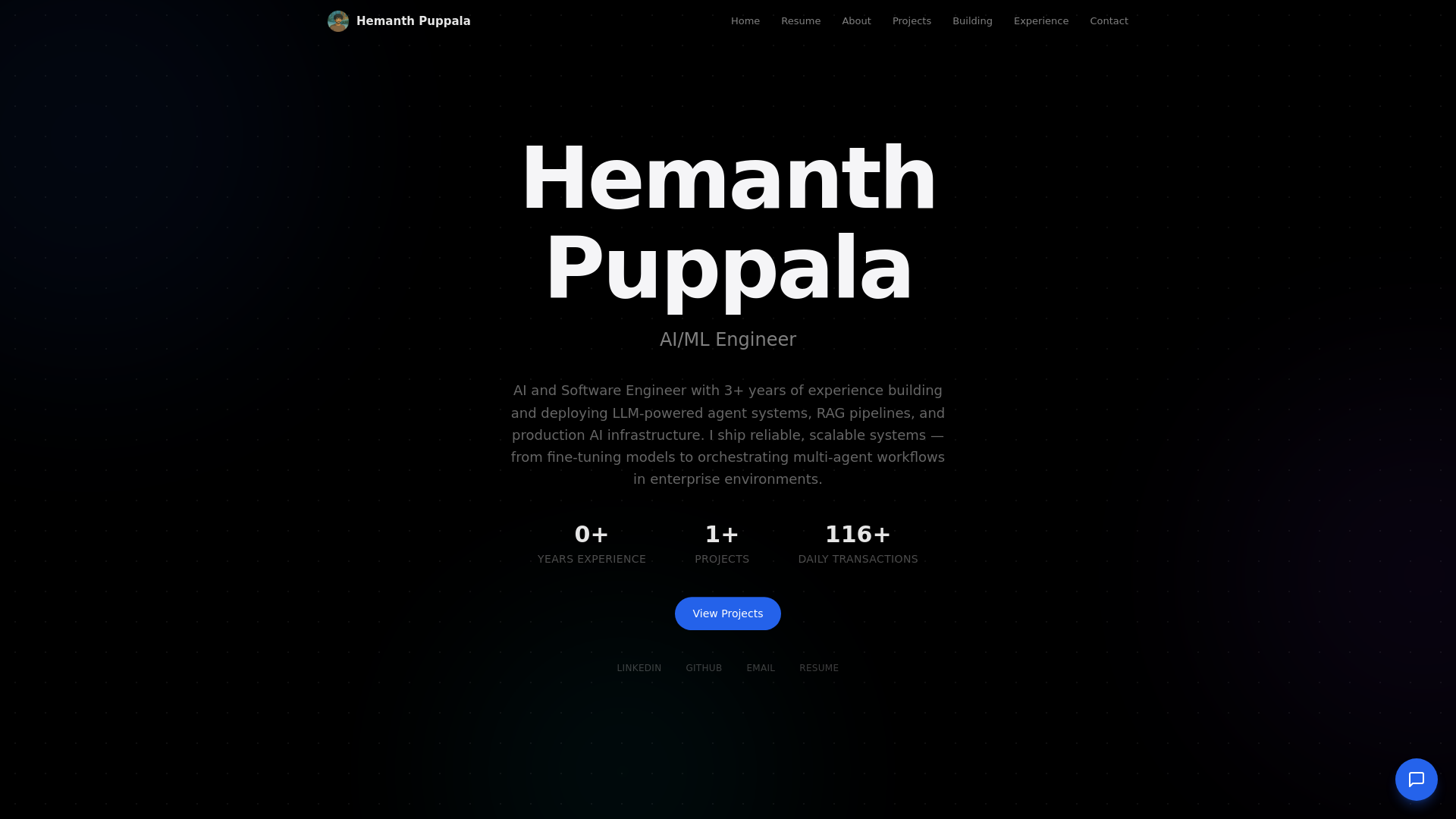 website screenshot of https://hemanthpuppala.pages.dev/