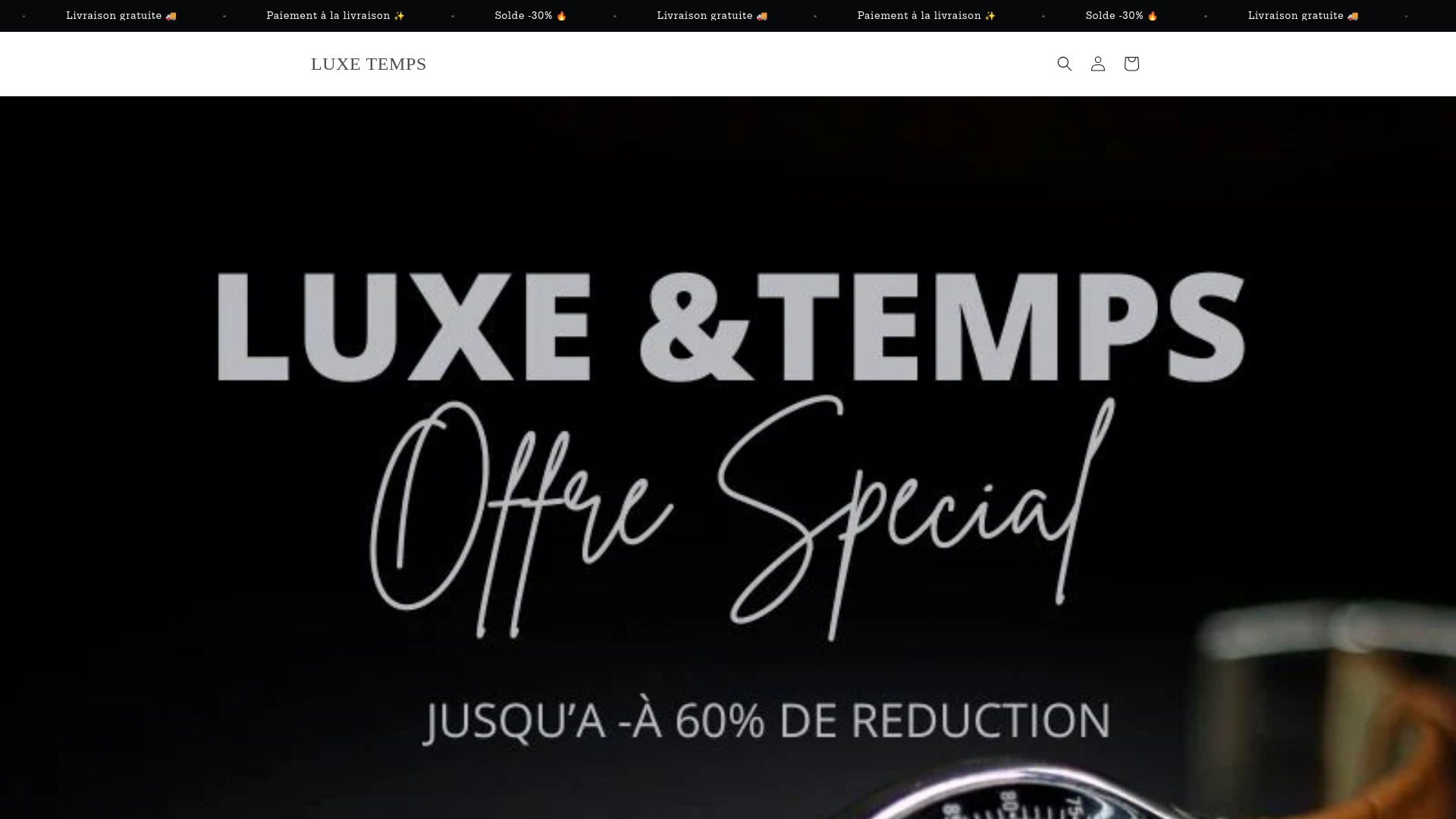 website screenshot of https://luxetemps.store